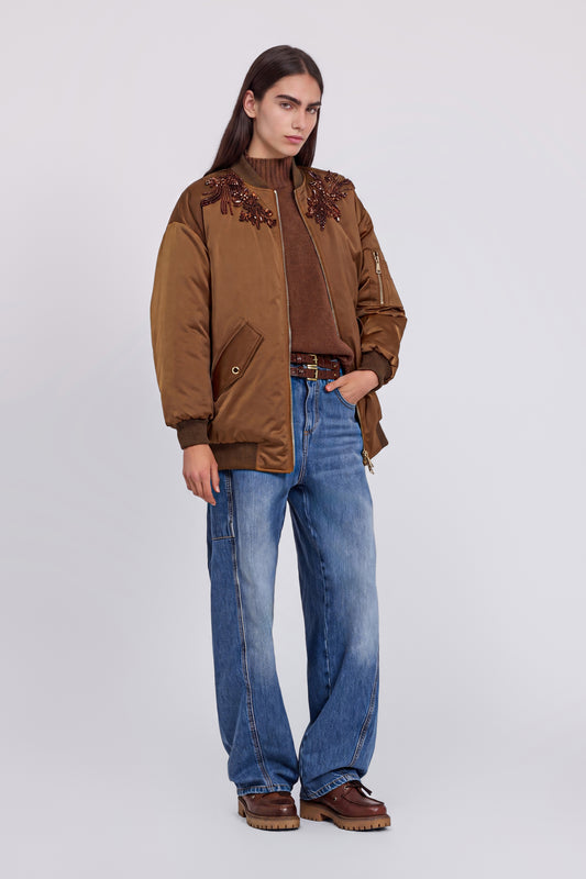 VESTE À BOMBER AVEC BRODERIES BIJOU