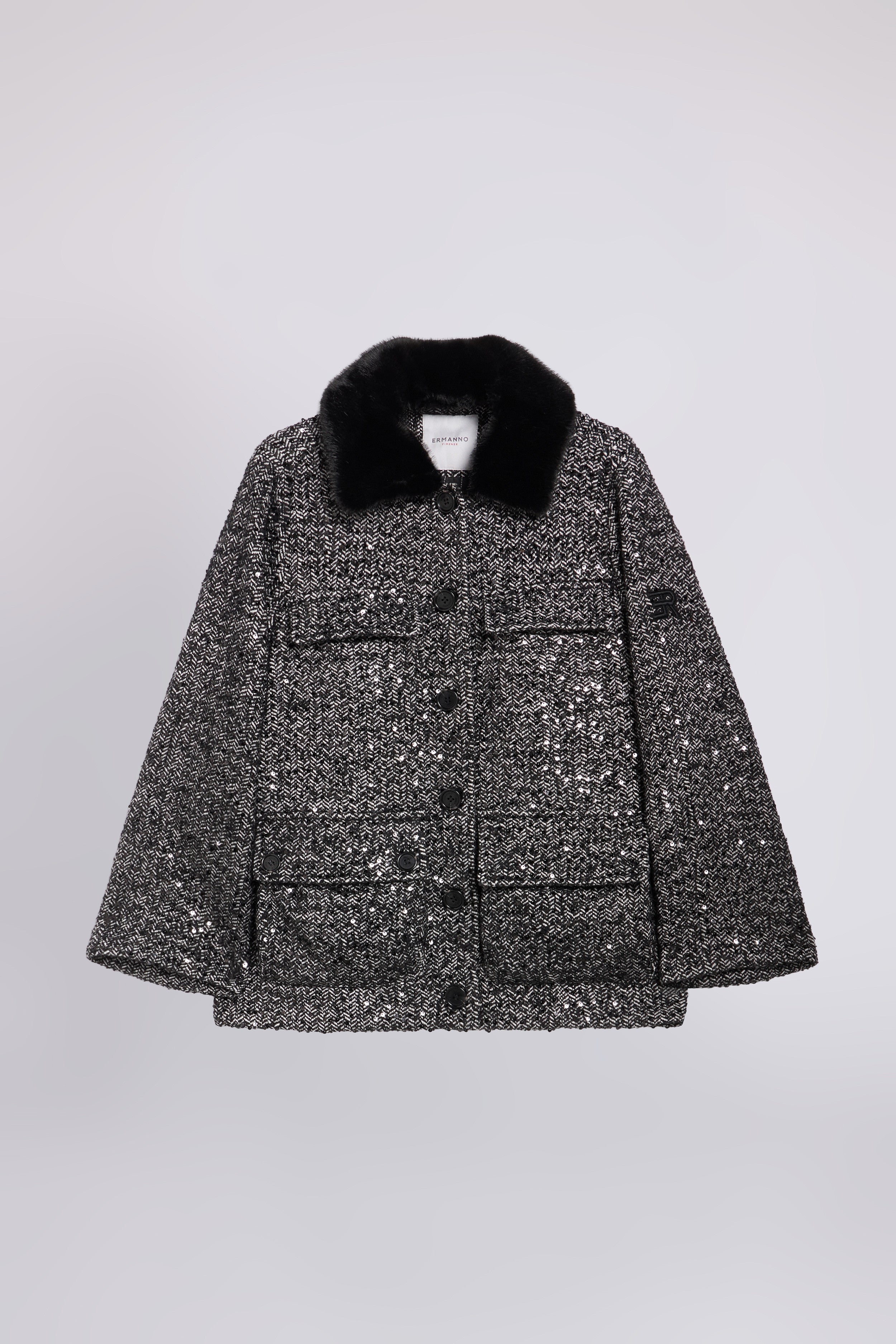 GIACCA IN TWEED CON MICROPAILLETTES