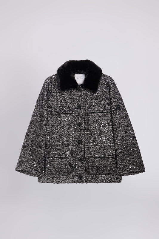 BLOUSON EN TWEED AVEC MICRO-PAILLETTES