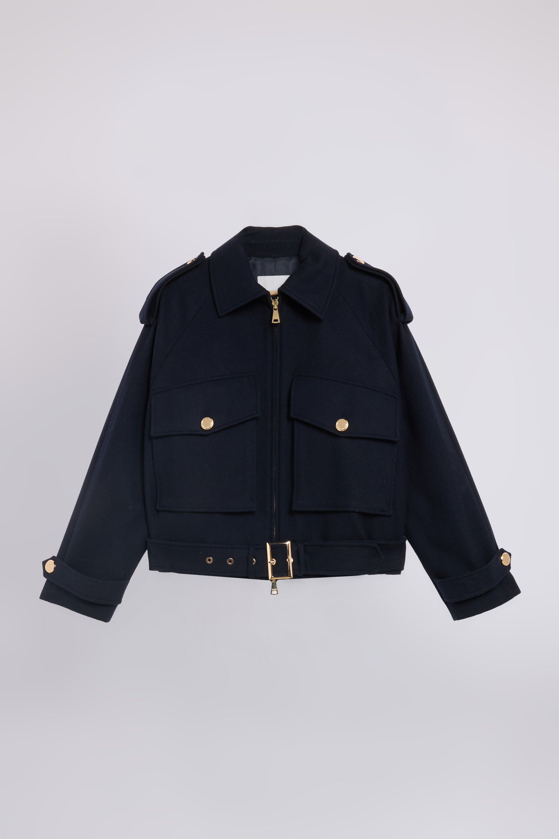 DOUBLE JACKET WITH BELT AND POCKETS