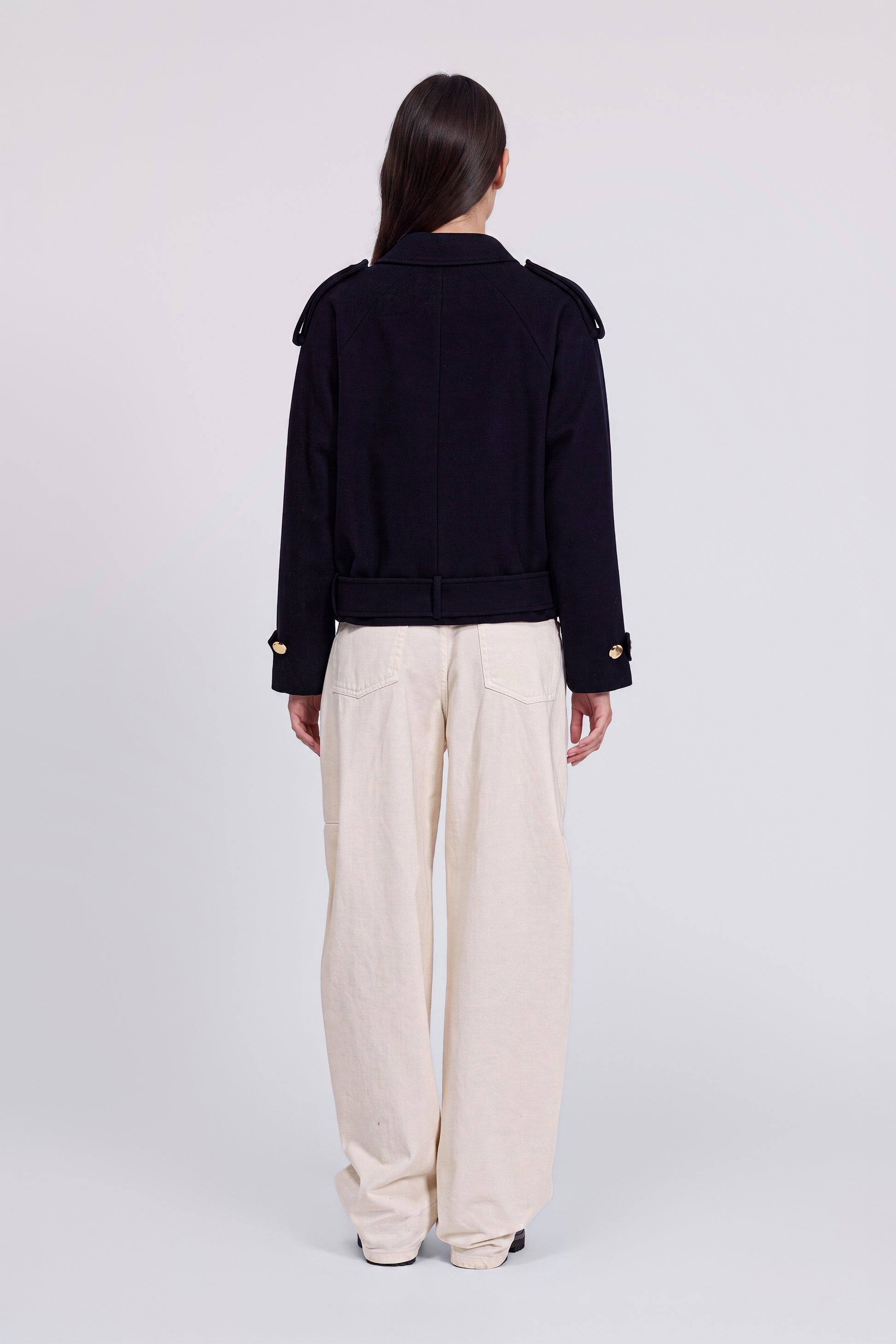 DOUBLE JACKET WITH BELT AND POCKETS