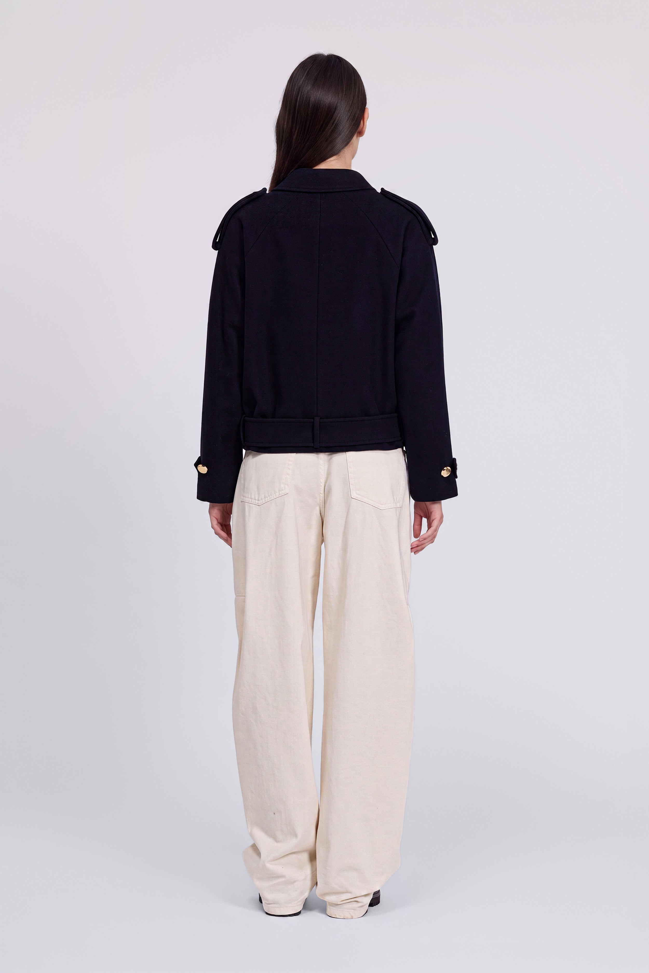 DOUBLE JACKET WITH BELT AND POCKETS