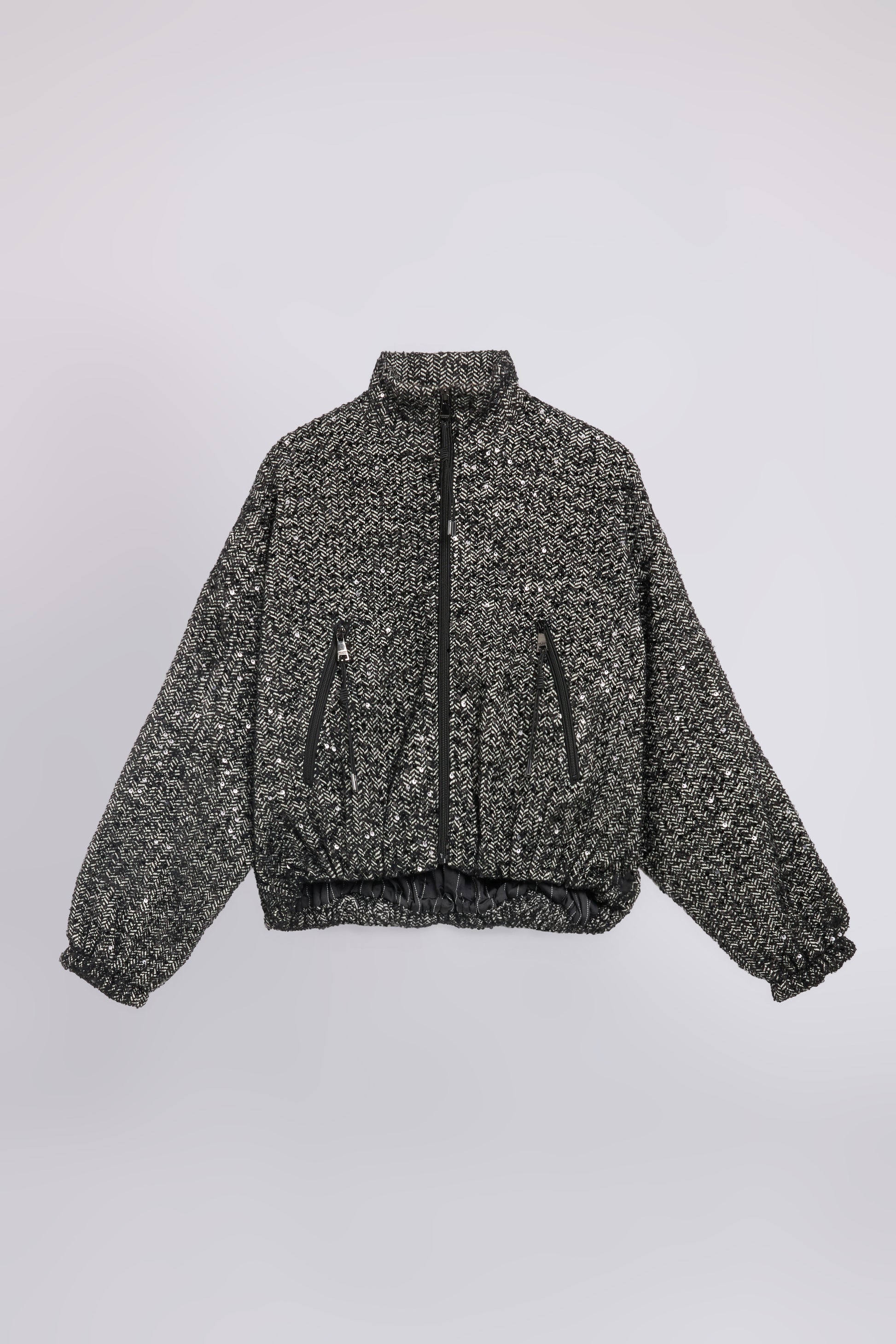 HERRINGBONE TWEED JACKET WITH SEQUINS
