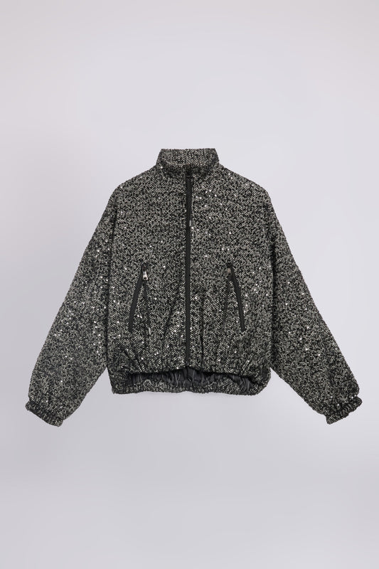 HERRINGBONE TWEED JACKET WITH SEQUINS