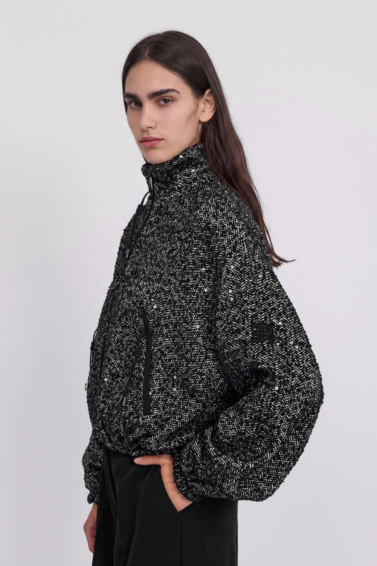 GIACCA IN TWEED SPINATO CON PAILLETTES