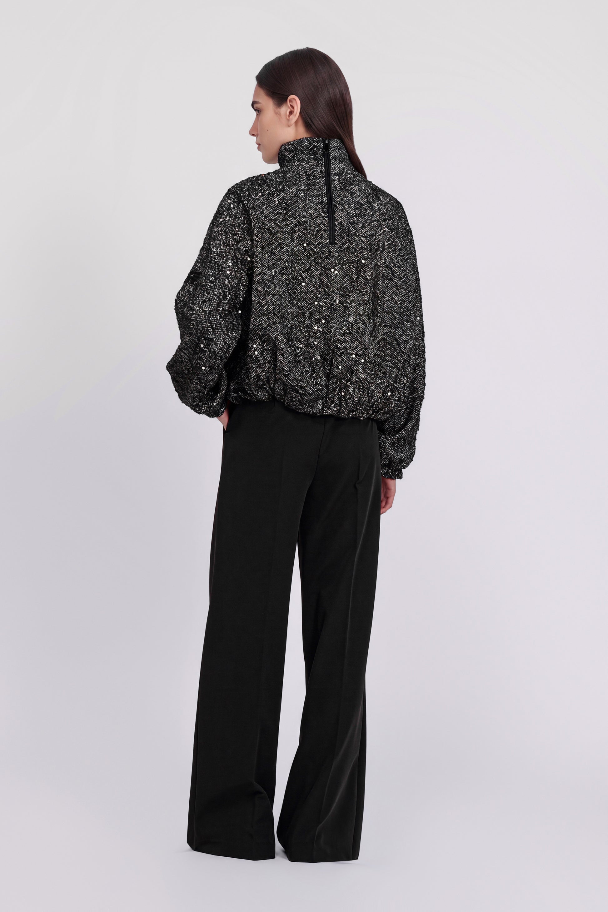 HERRINGBONE TWEED JACKET WITH SEQUINS