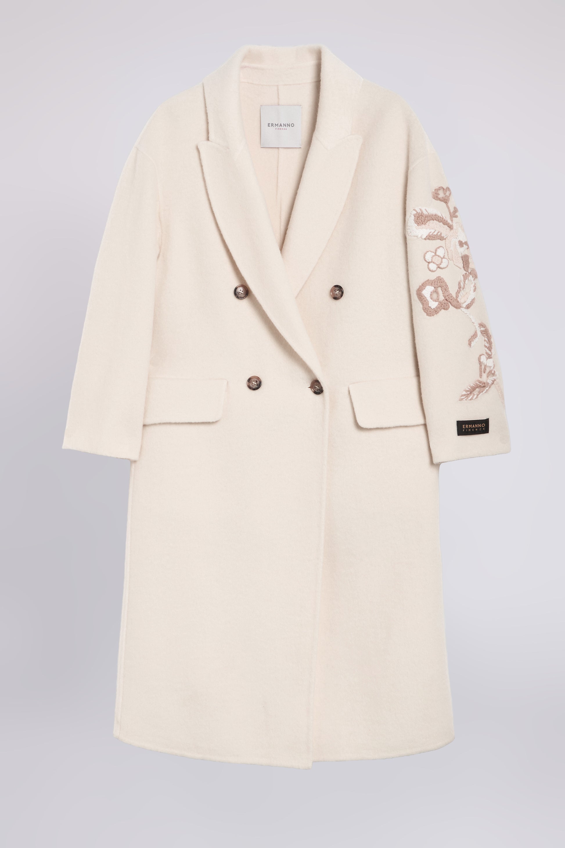 CAPPOTTO DOUBLE DOPPIOPETTO CON RICAMI IN LANA