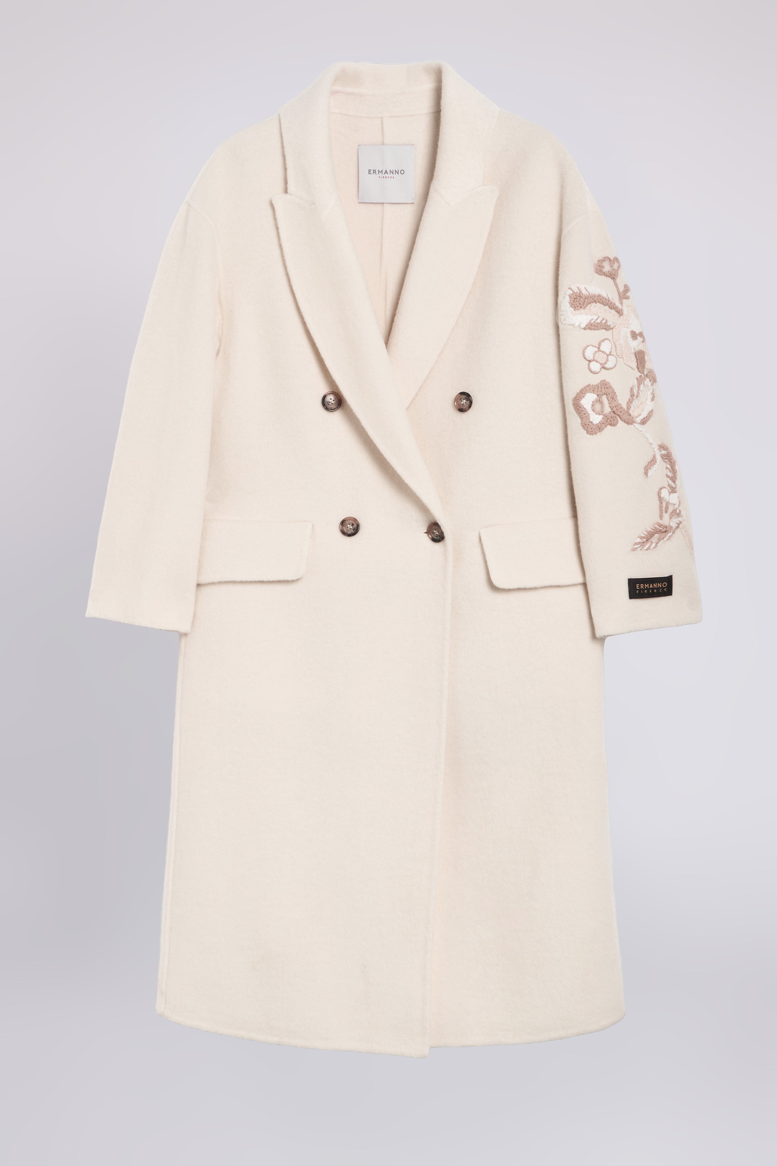 CAPPOTTO DOUBLE DOPPIOPETTO CON RICAMI IN LANA