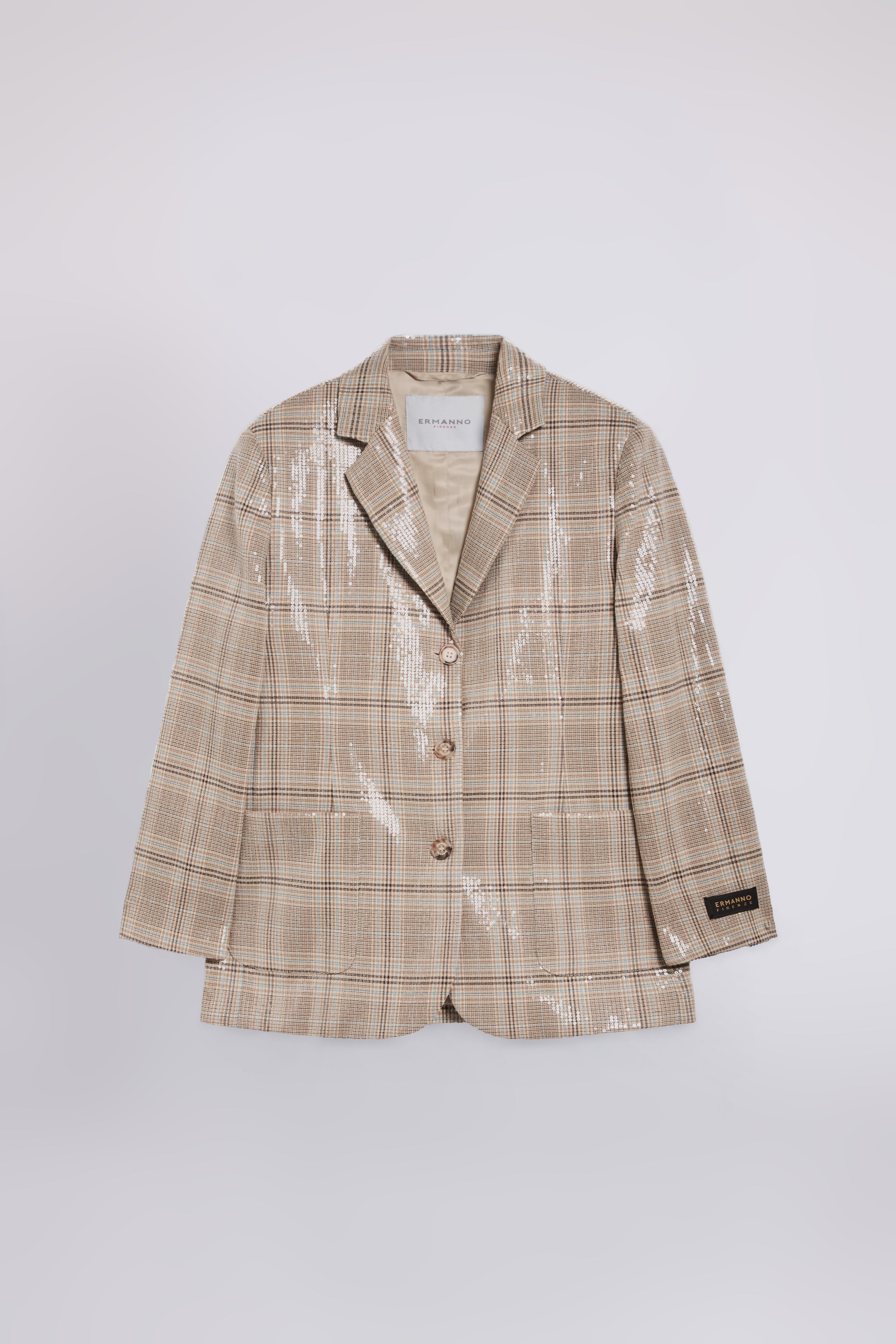 BLAZER À CARREAUX À SIMPLE BOUTTONAGE AVEC PAILLETTES