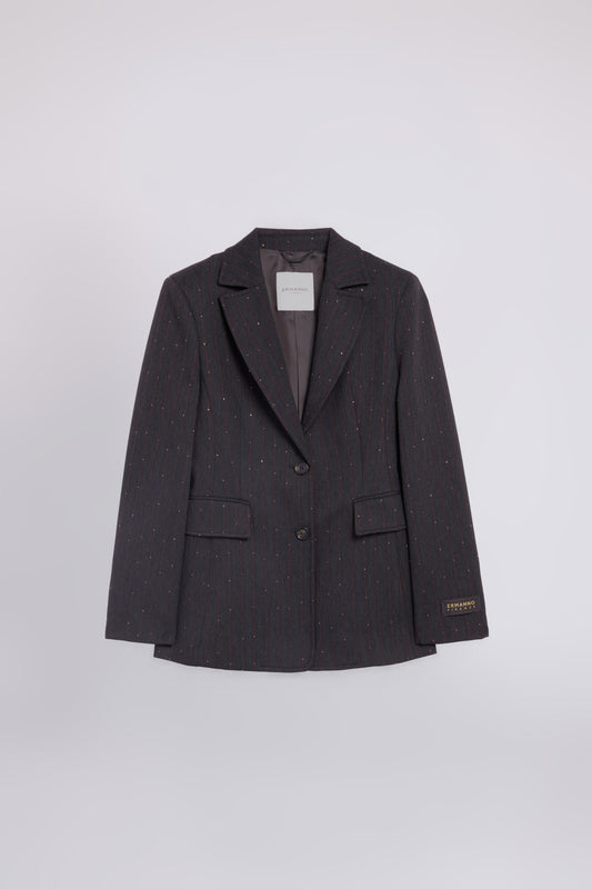 BLAZER RAYE À SIMPLE BOUTTONAGE AVEC MICRO PAILLETTES