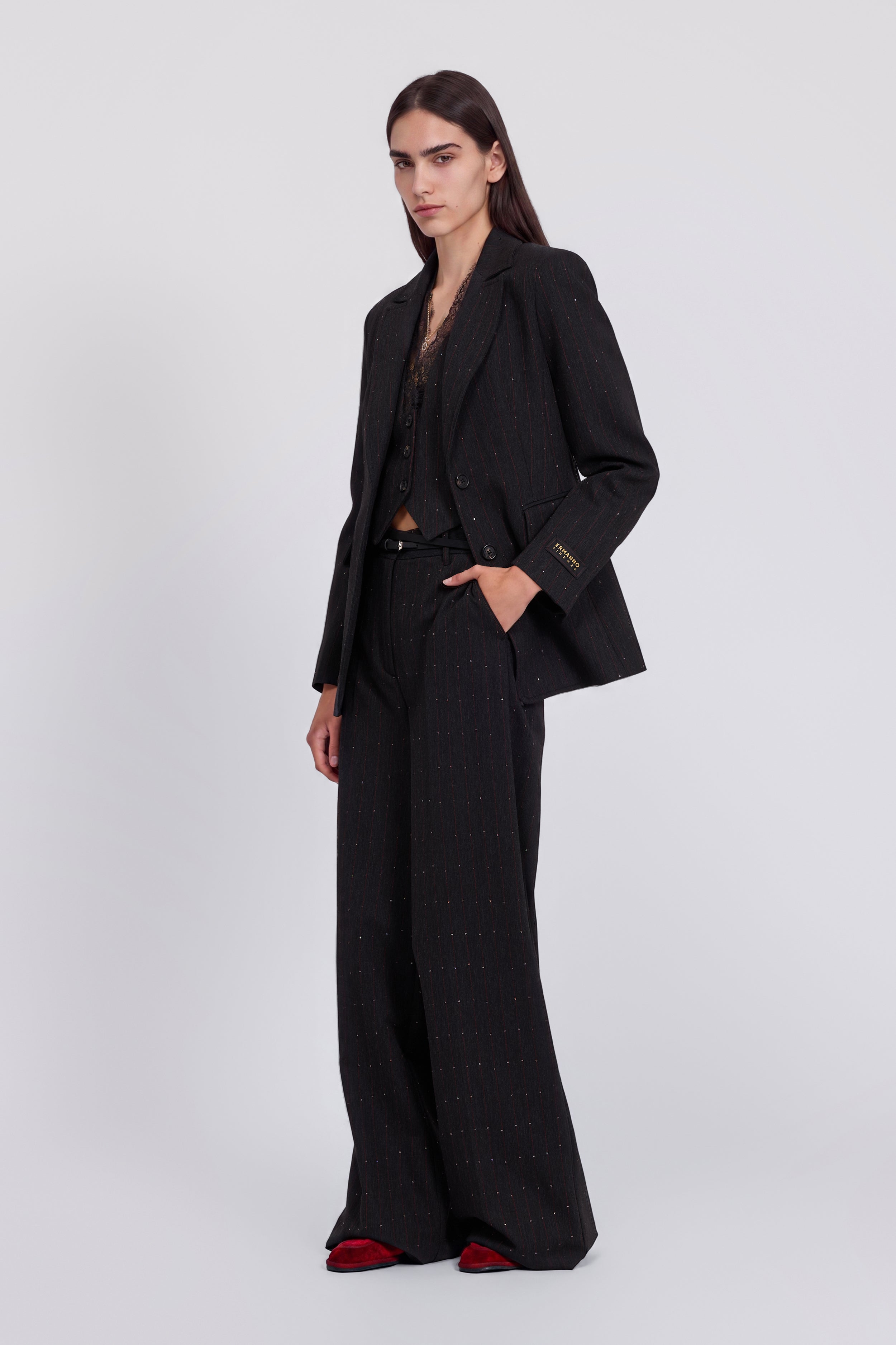 BLAZER RAYE À SIMPLE BOUTTONAGE AVEC MICRO PAILLETTES