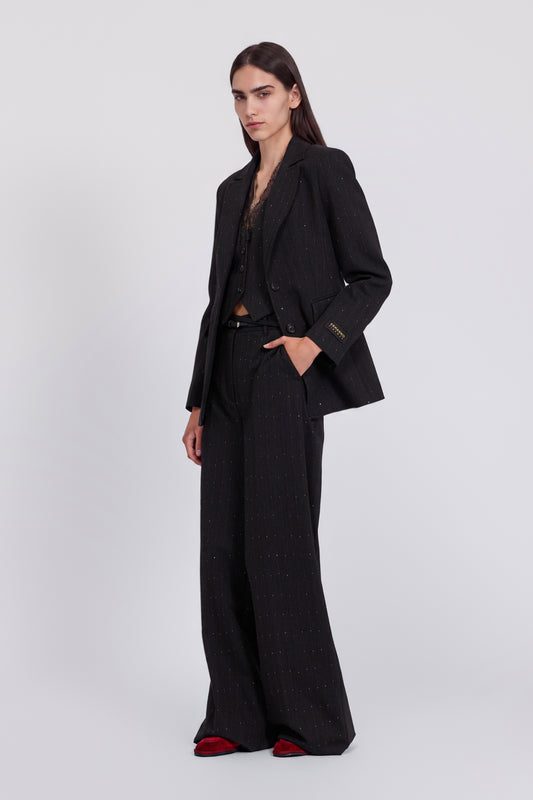 BLAZER RAYE À SIMPLE BOUTTONAGE AVEC MICRO PAILLETTES