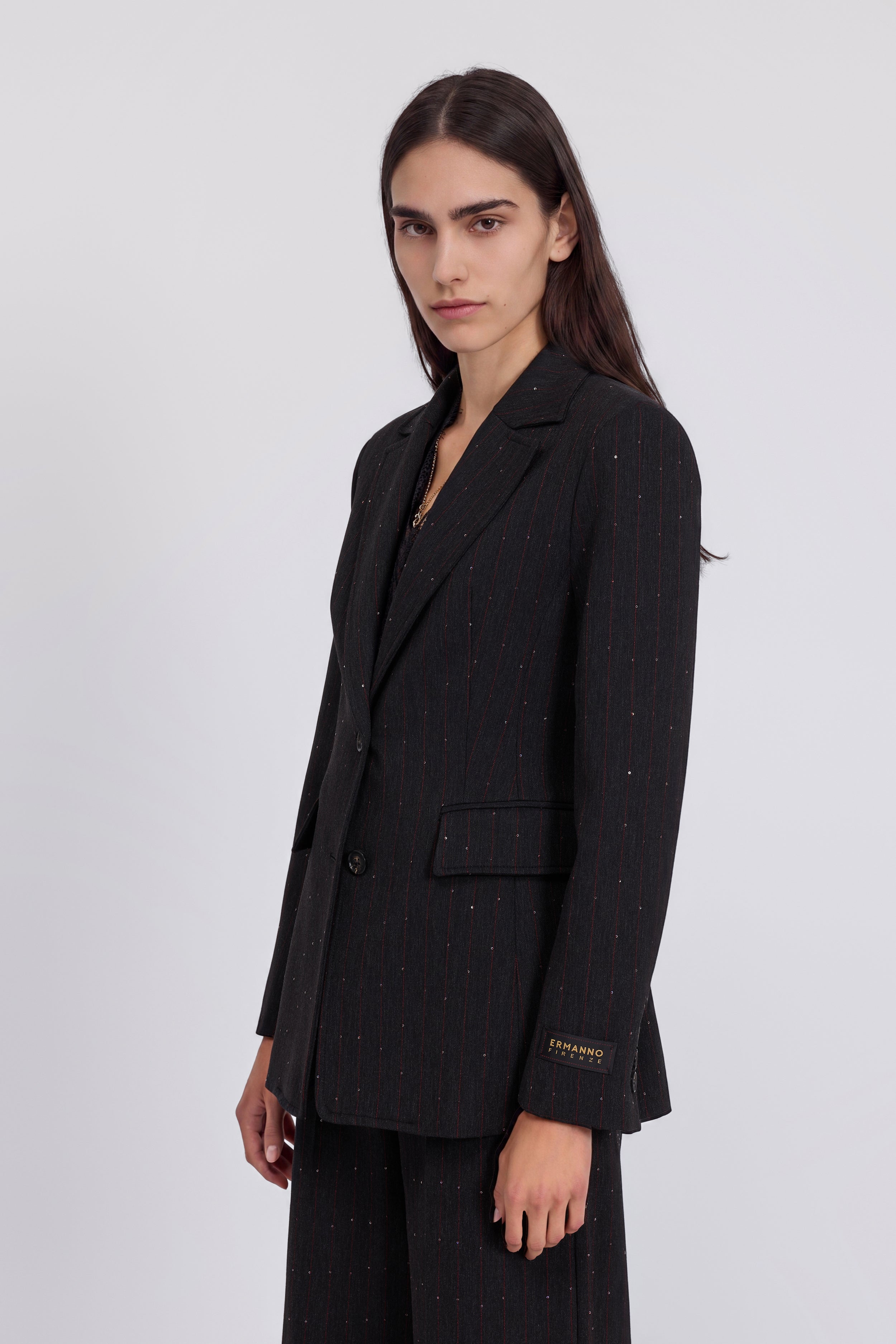 BLAZER RAYE À SIMPLE BOUTTONAGE AVEC MICRO PAILLETTES