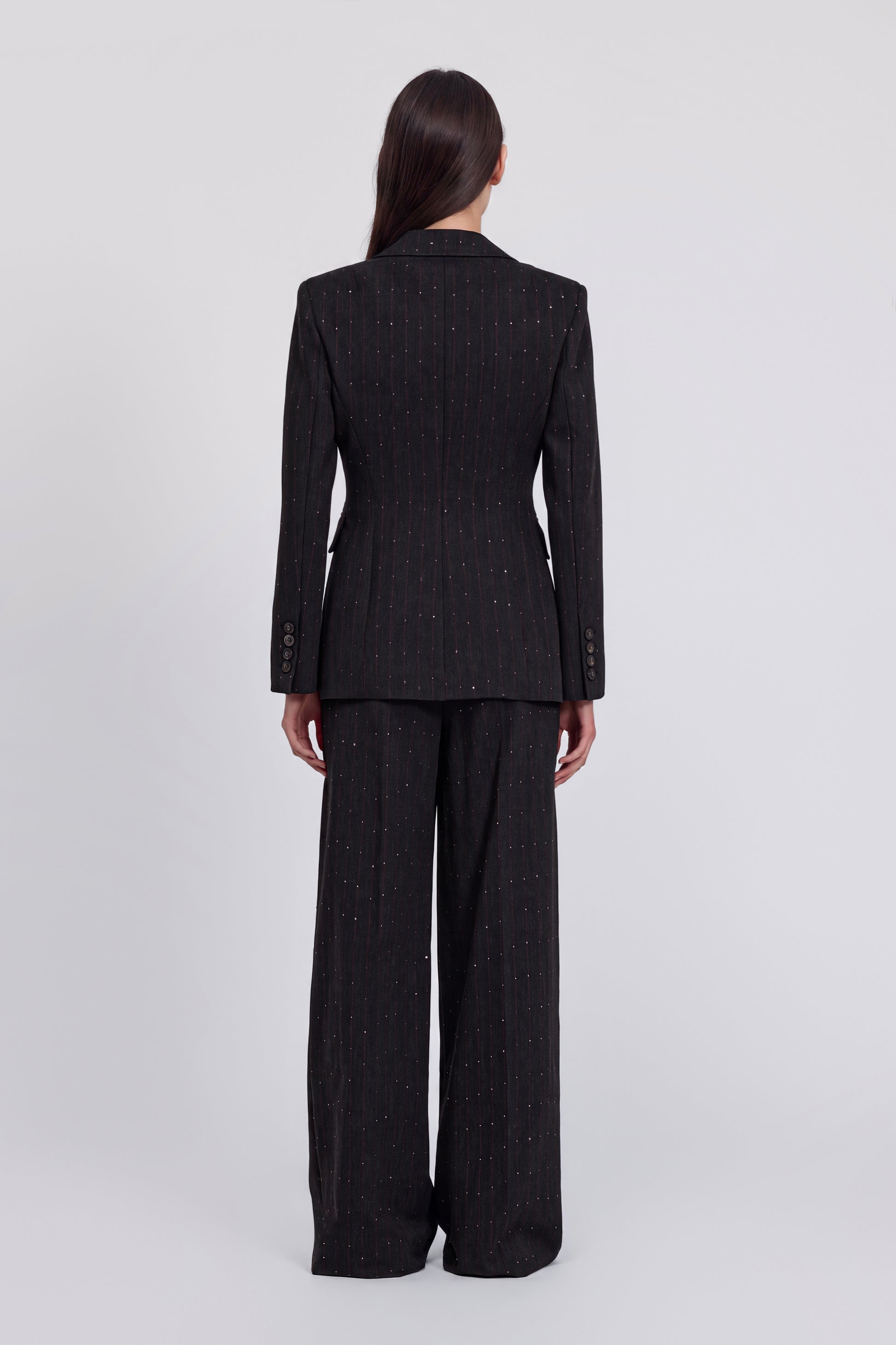 BLAZER RAYE À SIMPLE BOUTTONAGE AVEC MICRO PAILLETTES