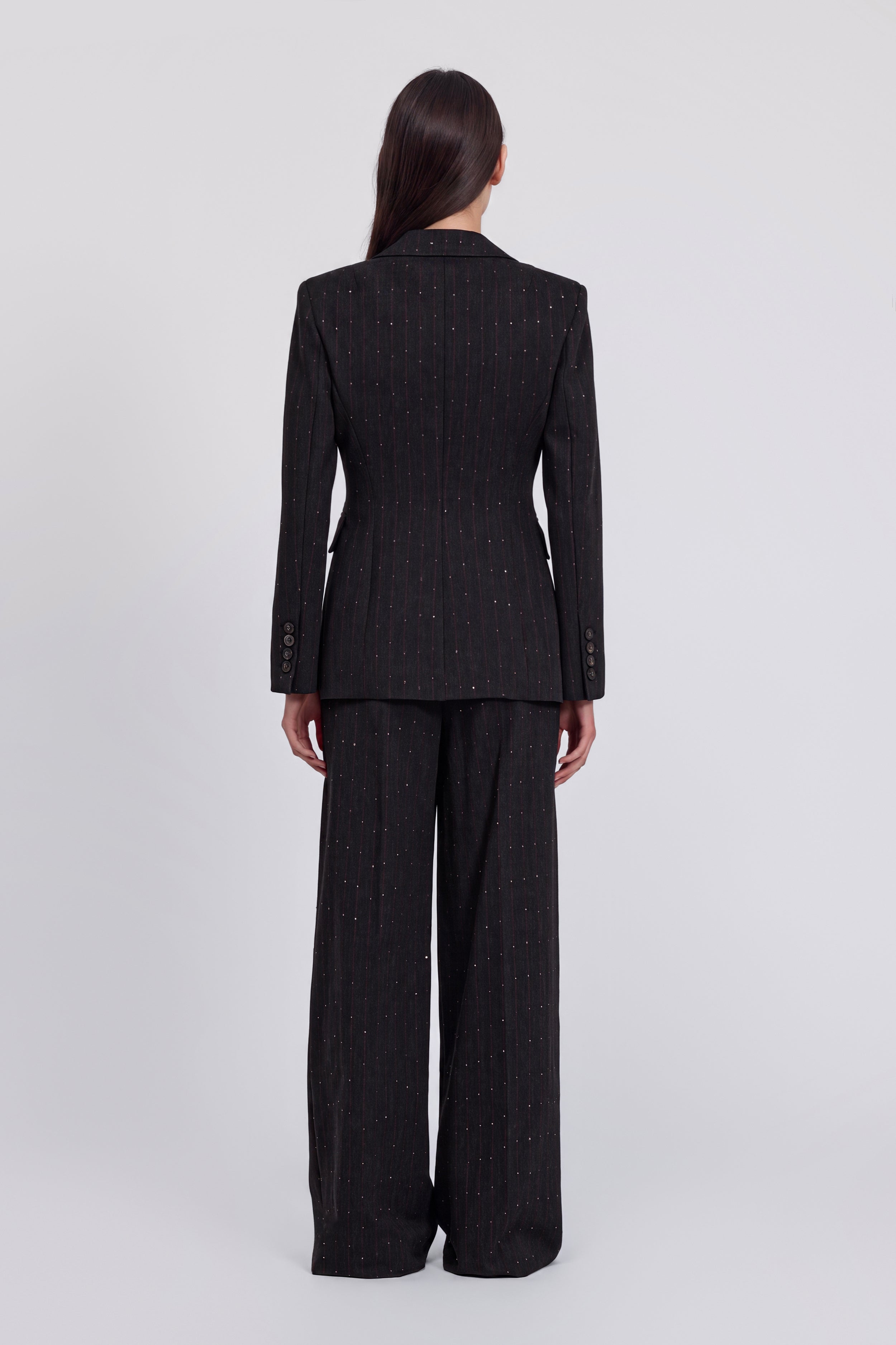 BLAZER RAYE À SIMPLE BOUTTONAGE AVEC MICRO PAILLETTES
