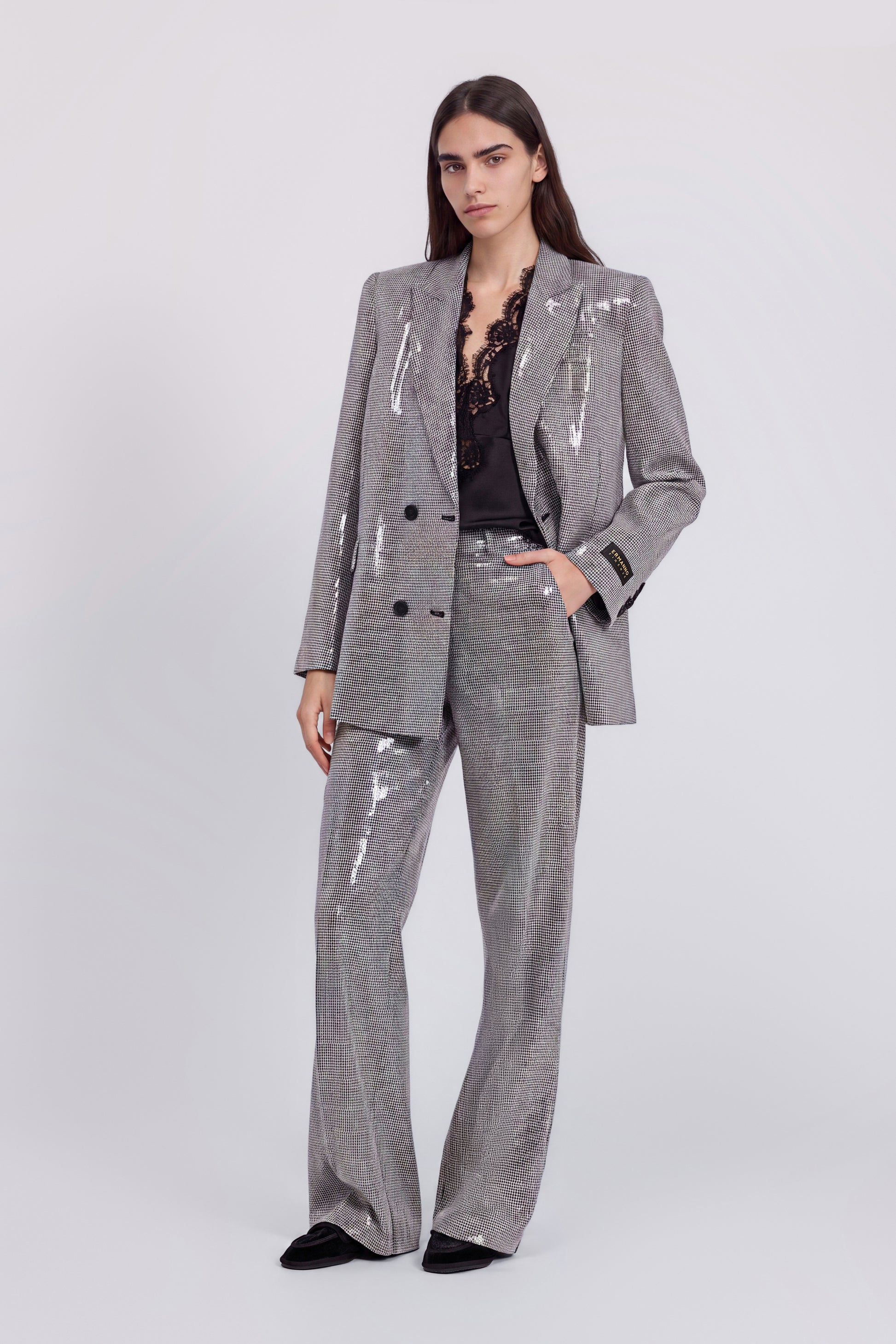 BLAZER CROSE PIED-DE-POULE AVEC PAILLETTES