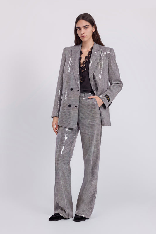 BLAZER DOPPIOPETTO IN PIED-DE-POULE CON PAILLETTES