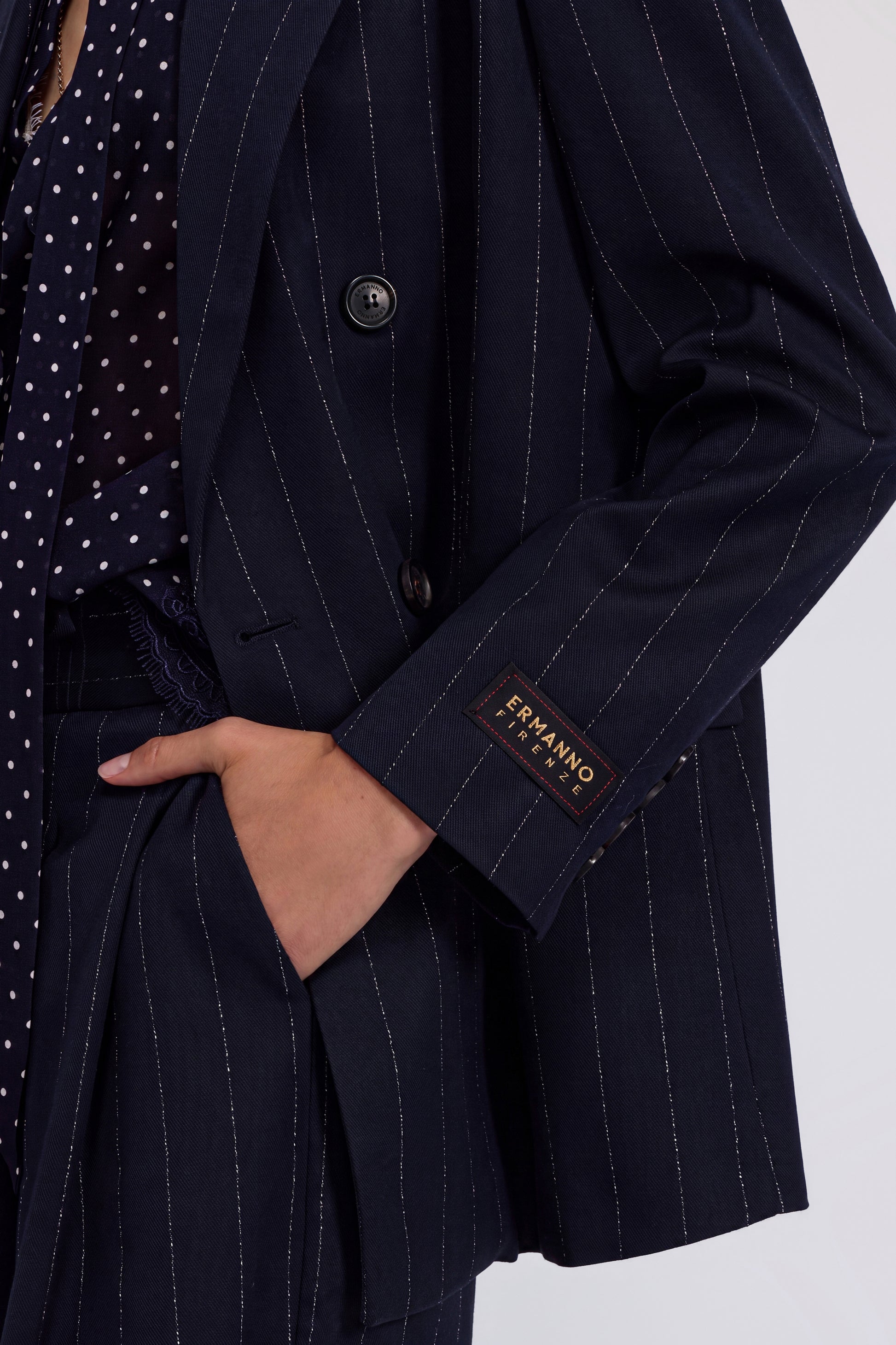 BLAZER CROISĖ À RAYURES EN LUREX