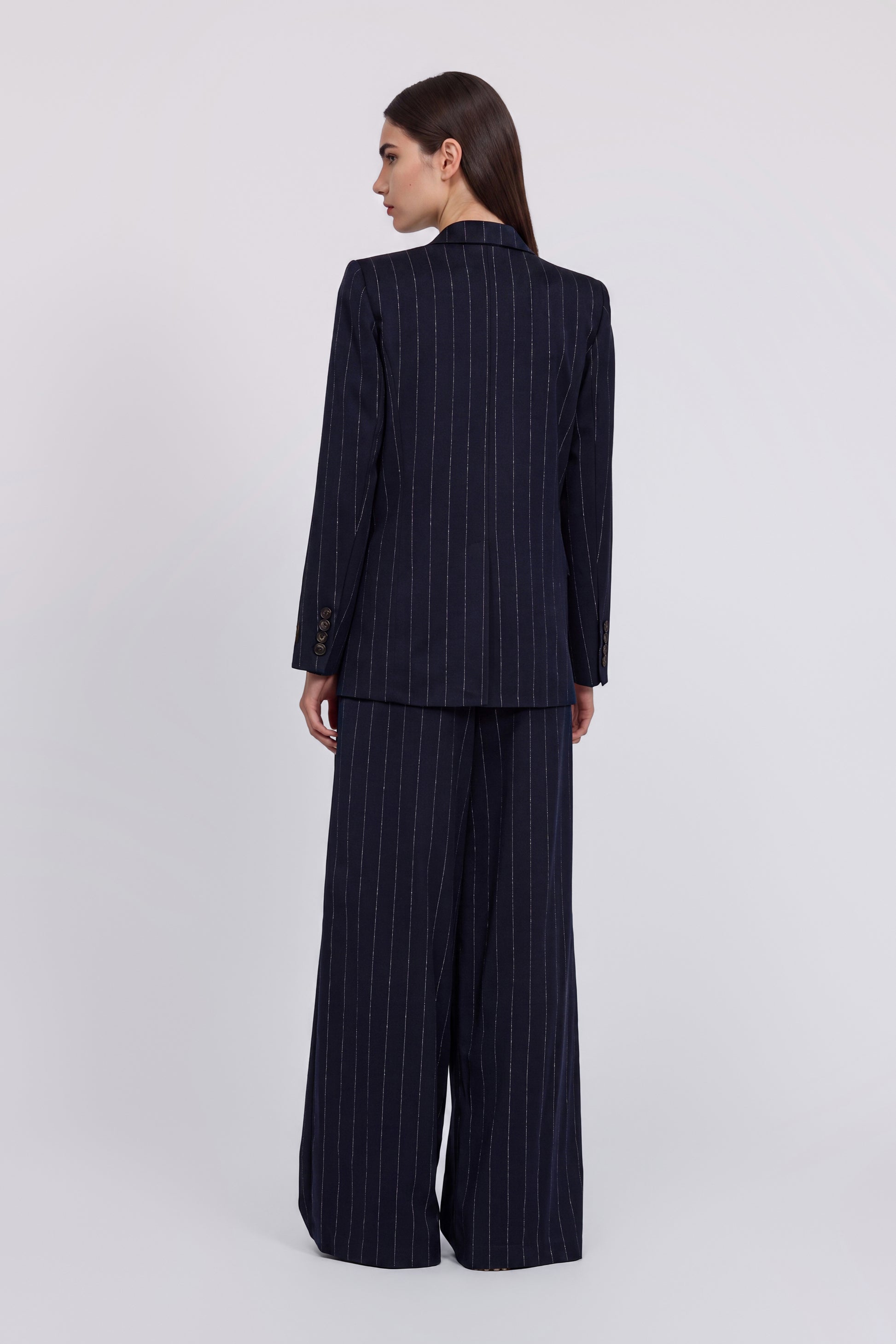 BLAZER CROISĖ À RAYURES EN LUREX