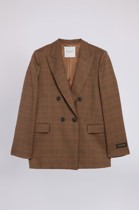 CHECKED DOUBLE BREASTED BLAZER