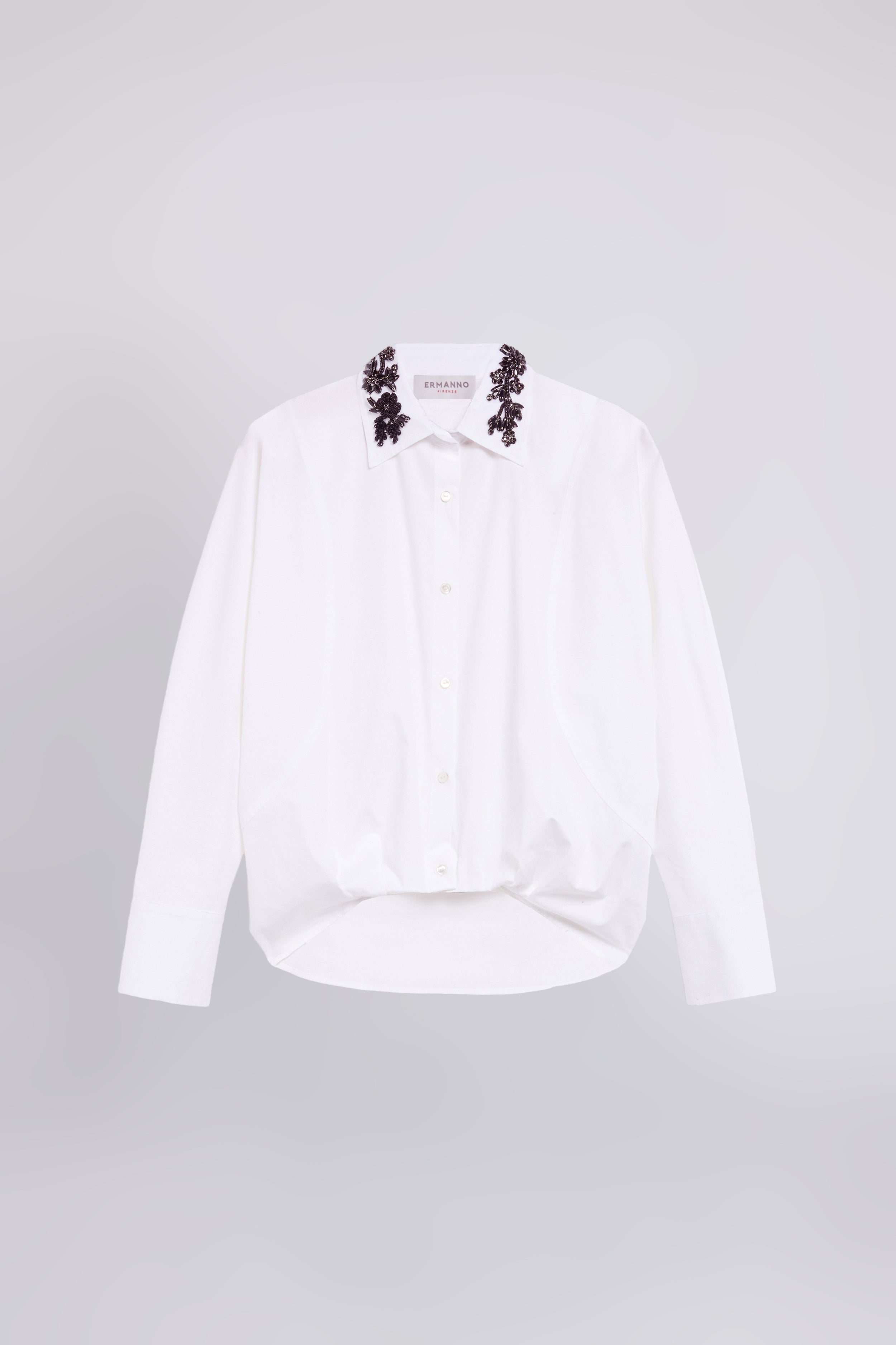 POPELINE SHIRT WITH JEWEL COLLAR