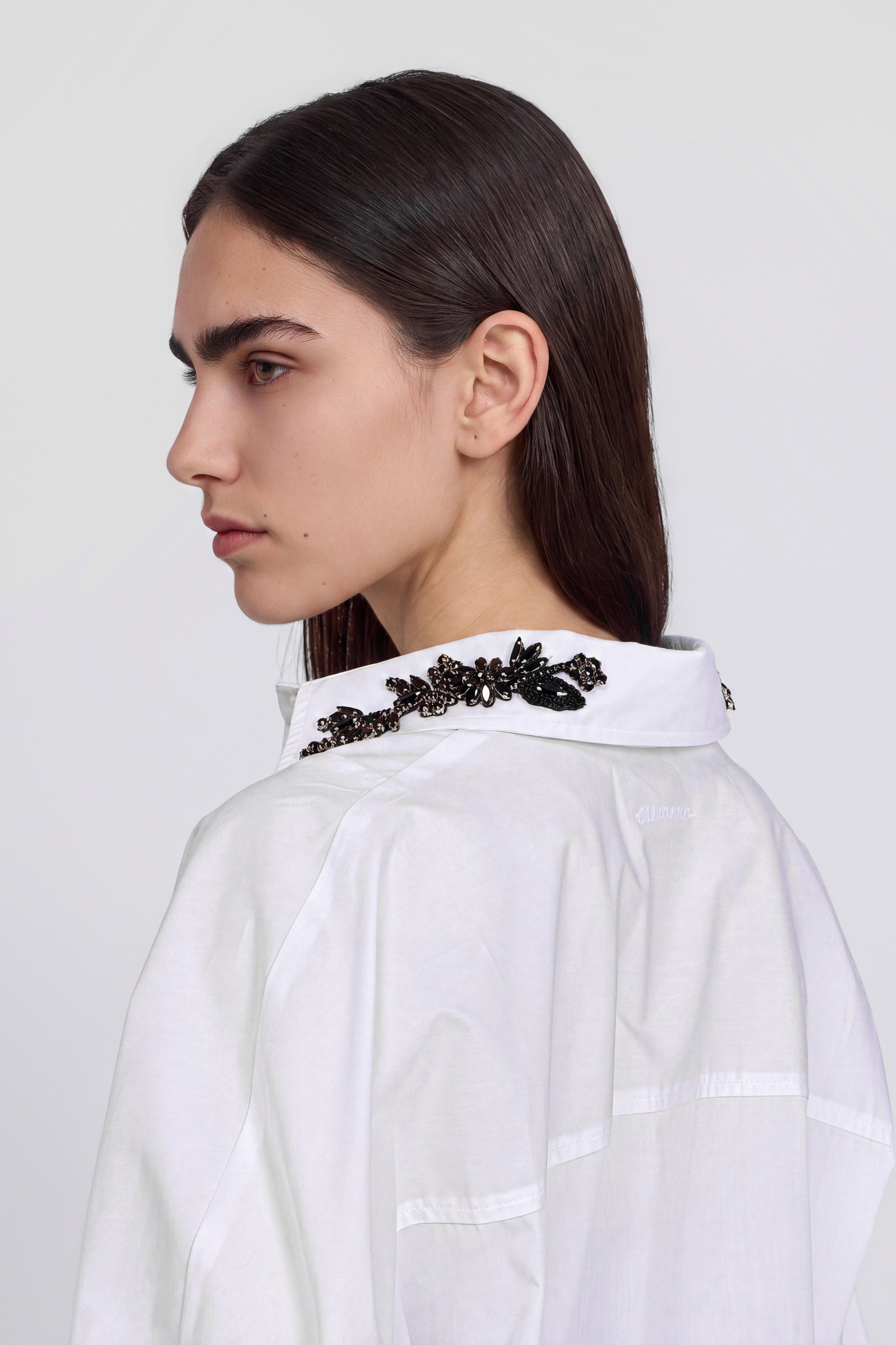 POPELINE SHIRT WITH JEWEL COLLAR