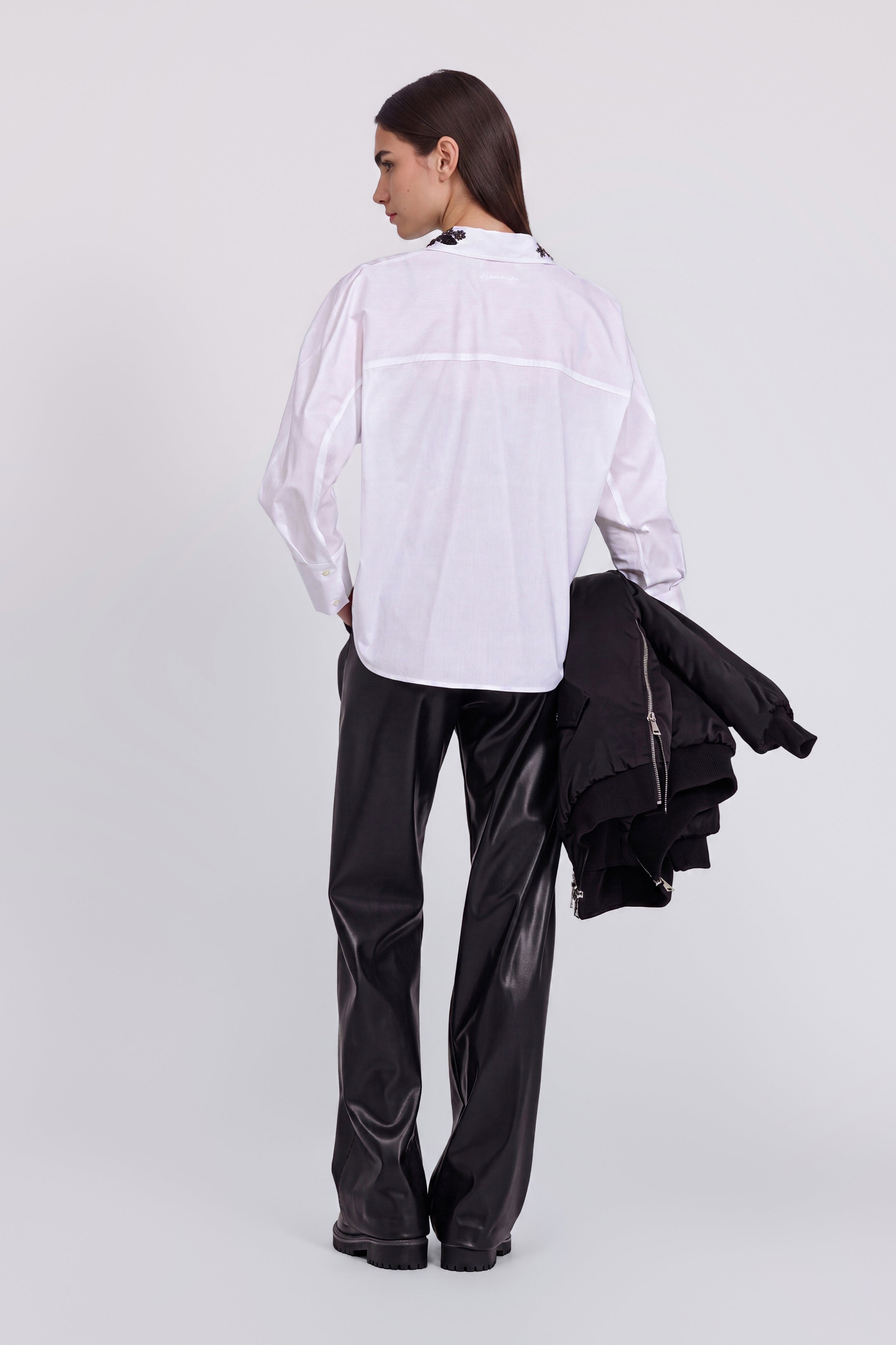POPELINE SHIRT WITH JEWEL COLLAR