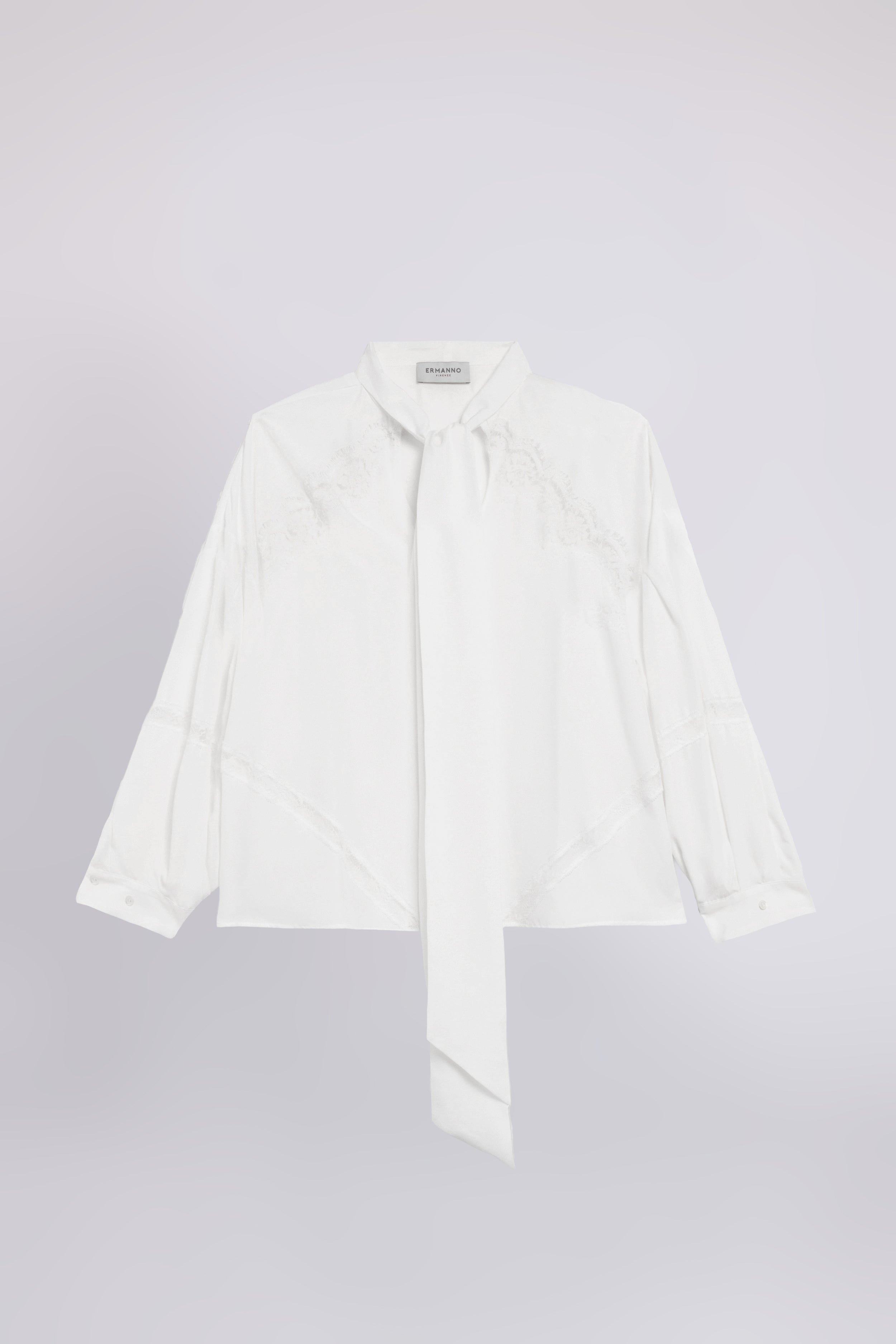 BLUSA AMPIA CON FIOCCO E INSERTI IN PIZZO