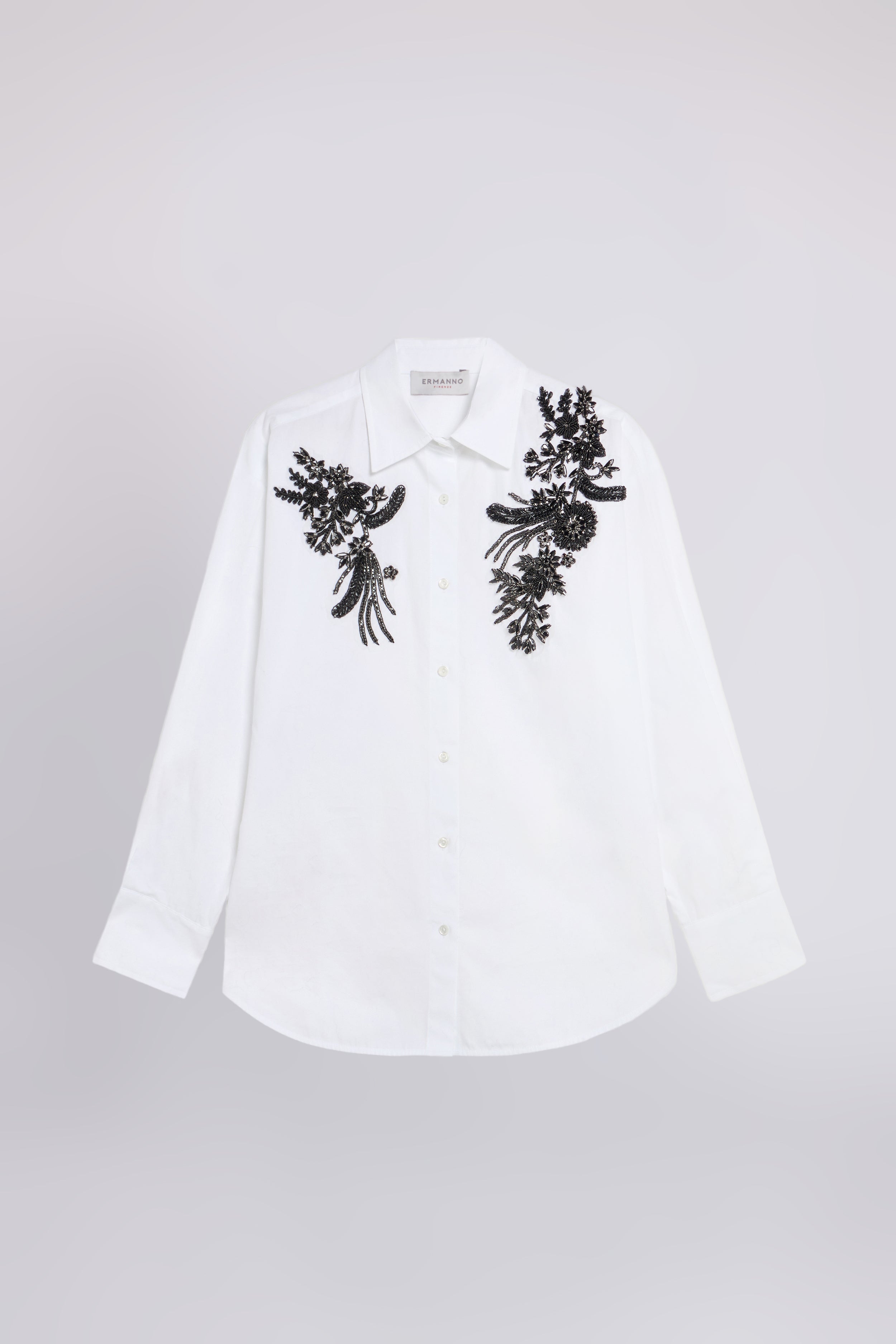 CAMICIA IN POPELINE CON RICAMI GIOIELLO