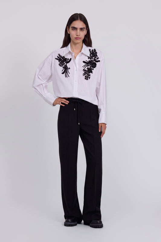POPELINE SHIRT WITH JEWEL EMBROIDERIES