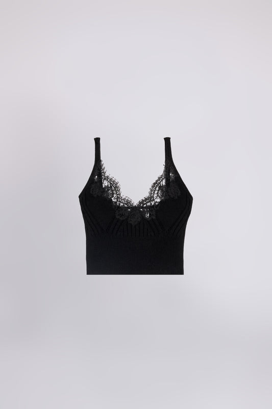 TOP IN MAGLIA CON PIZZO RICAMATO