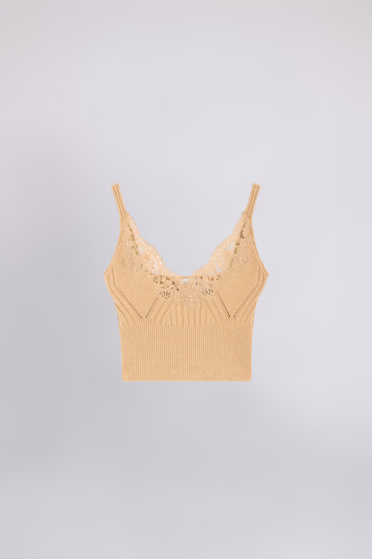 TOP IN MAGLIA CON PIZZO RICAMATO