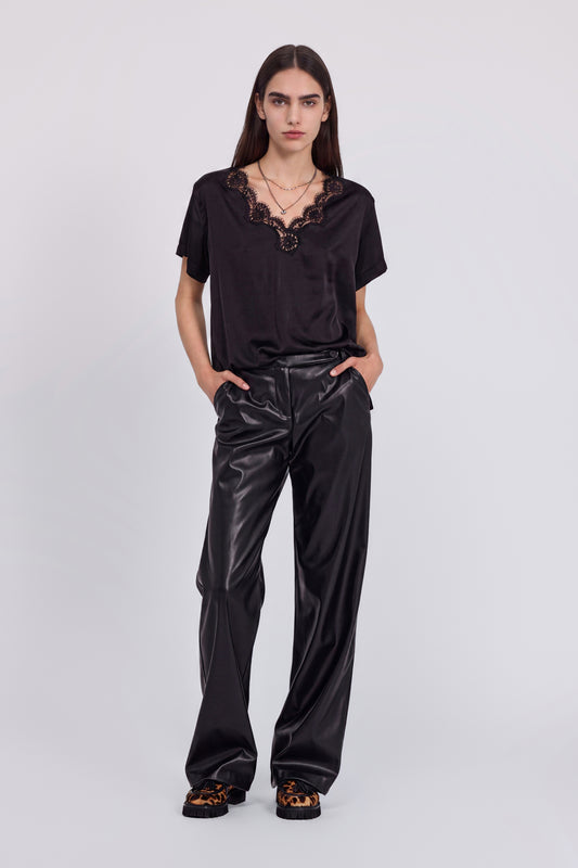 T-SHIRT IN RASO CON PIZZO RICAMATO