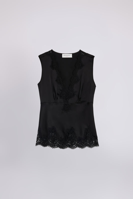 TOP IN RASO CON PIZZO RICAMATO