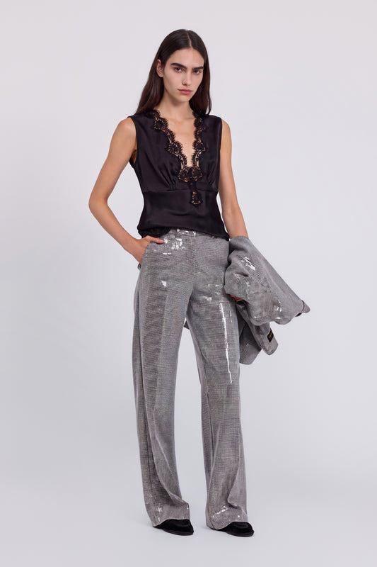 TOP IN RASO CON PIZZO RICAMATO