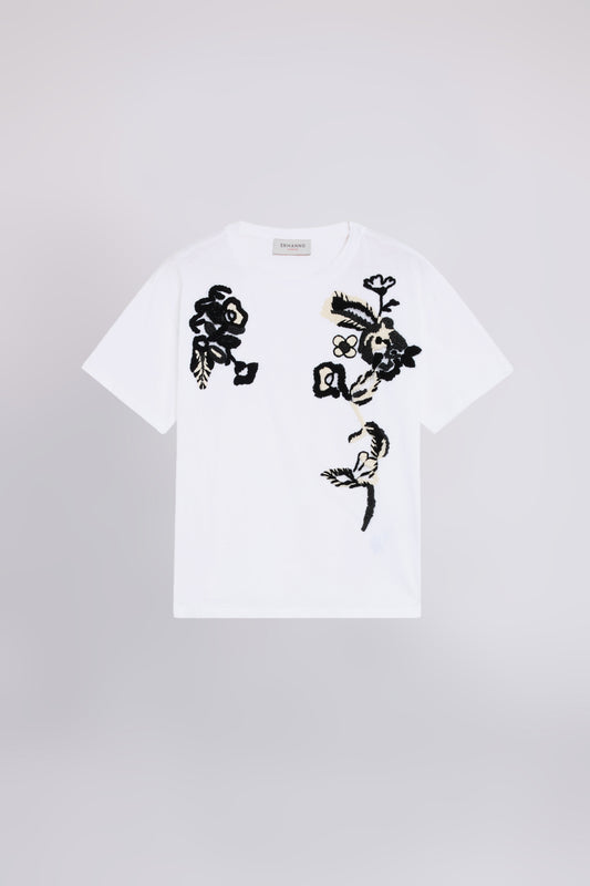 T-SHIRT DI JERSEY CON RICAMI FLOREALI