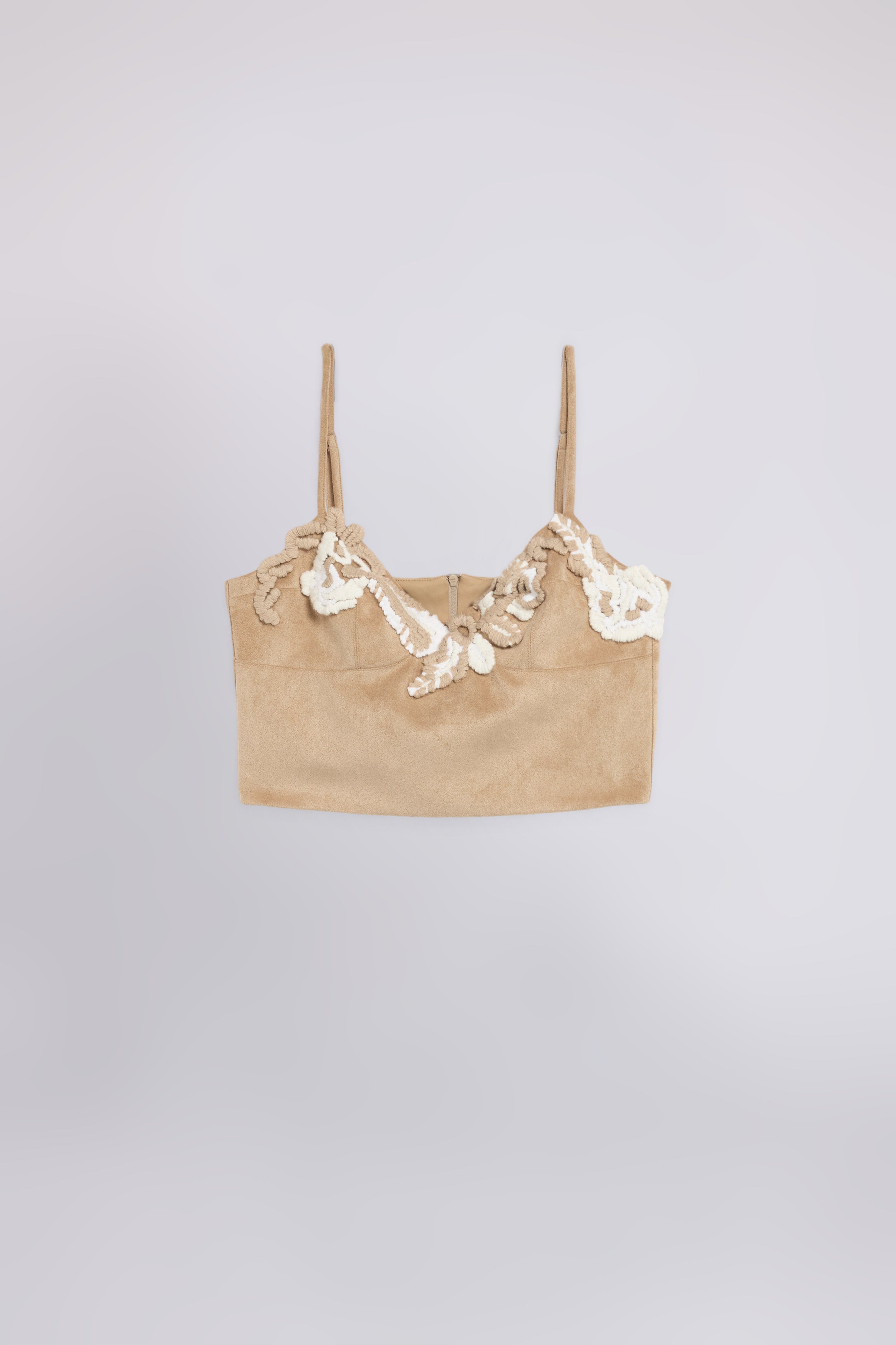 TOP IN CAMOSCIO ECOLOGICO CON RICAMI