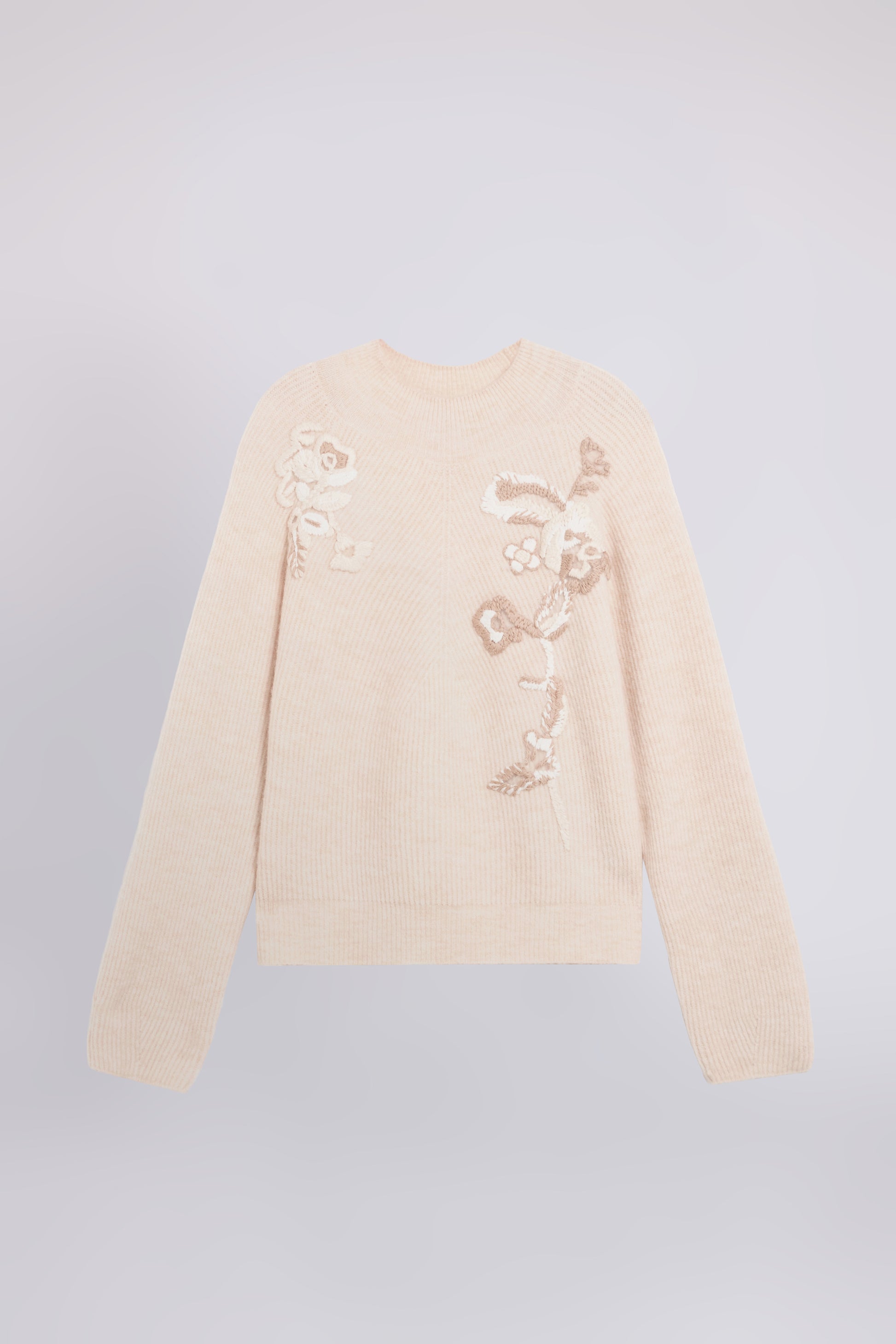 MAGLIA A COSTE CON RICAMI IN LANA