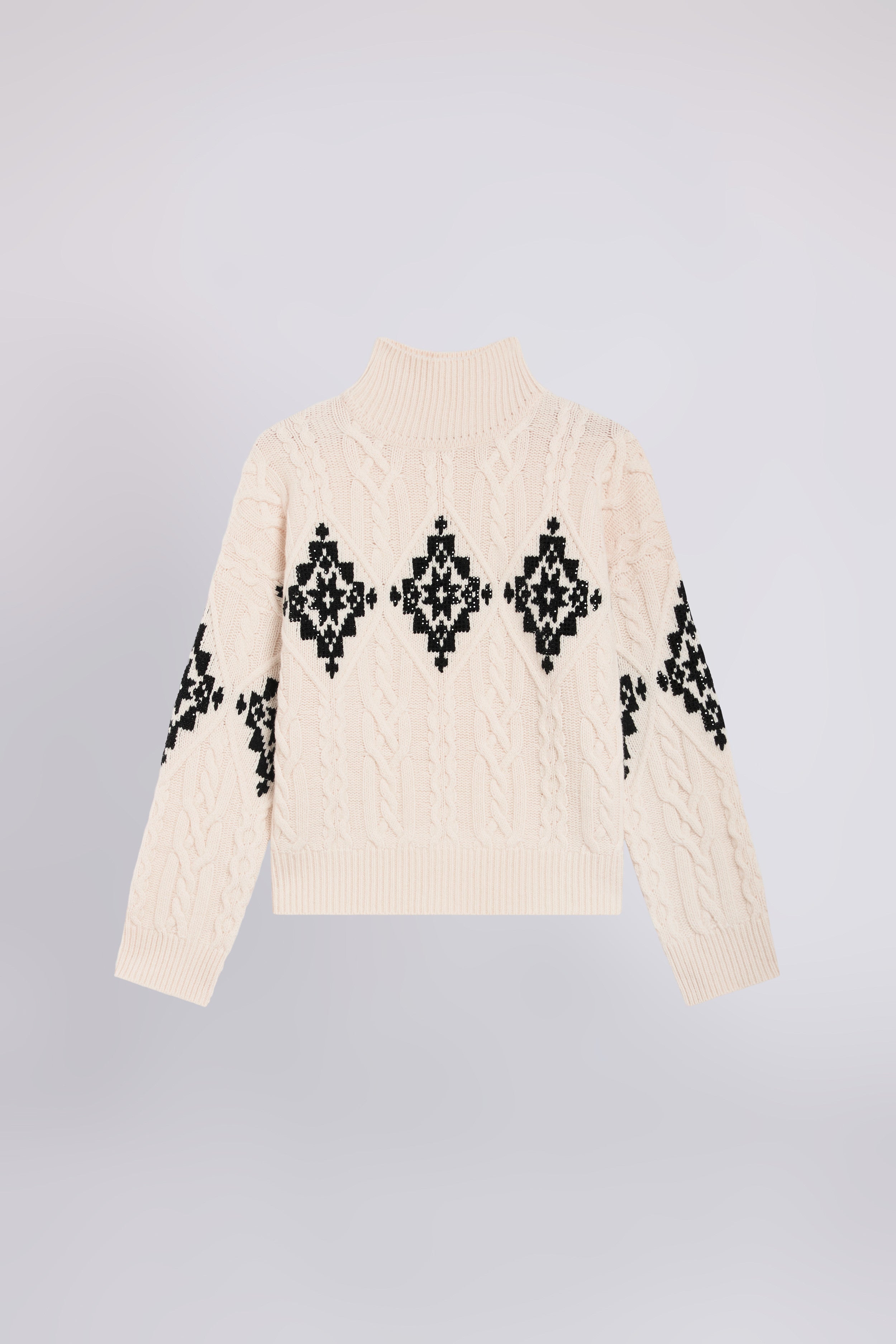 MAGLIA A TRECCE CON ROMBI E STRASS