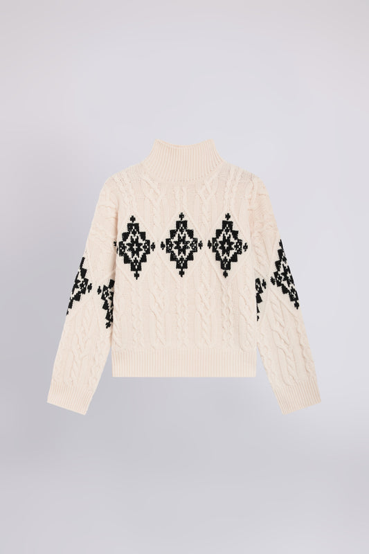 MAGLIA A TRECCE CON ROMBI E STRASS
