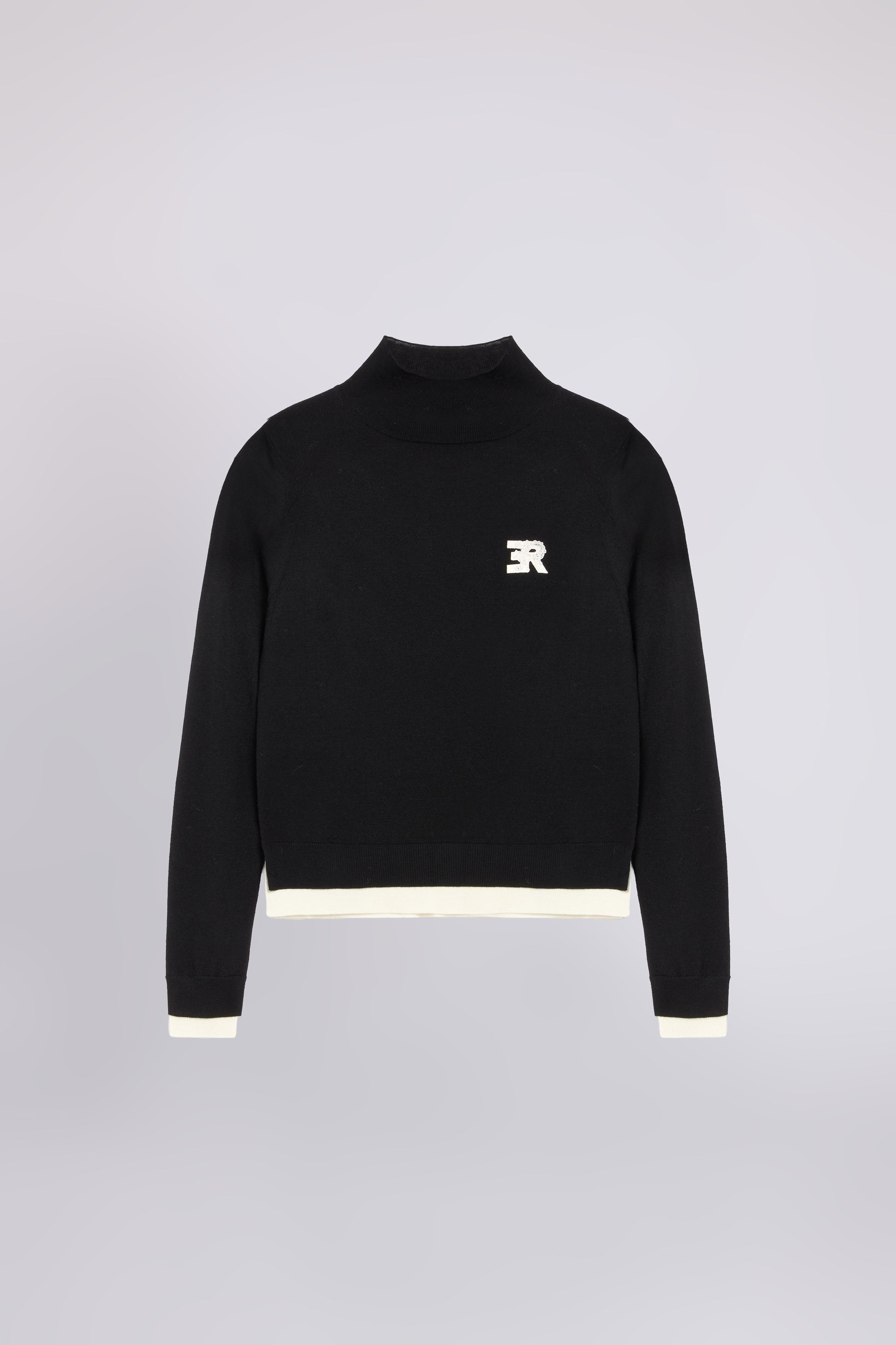 PULL COL HAUT BICOLORE EN MÉLANGE DE SOIE À LOGO BRODĖ