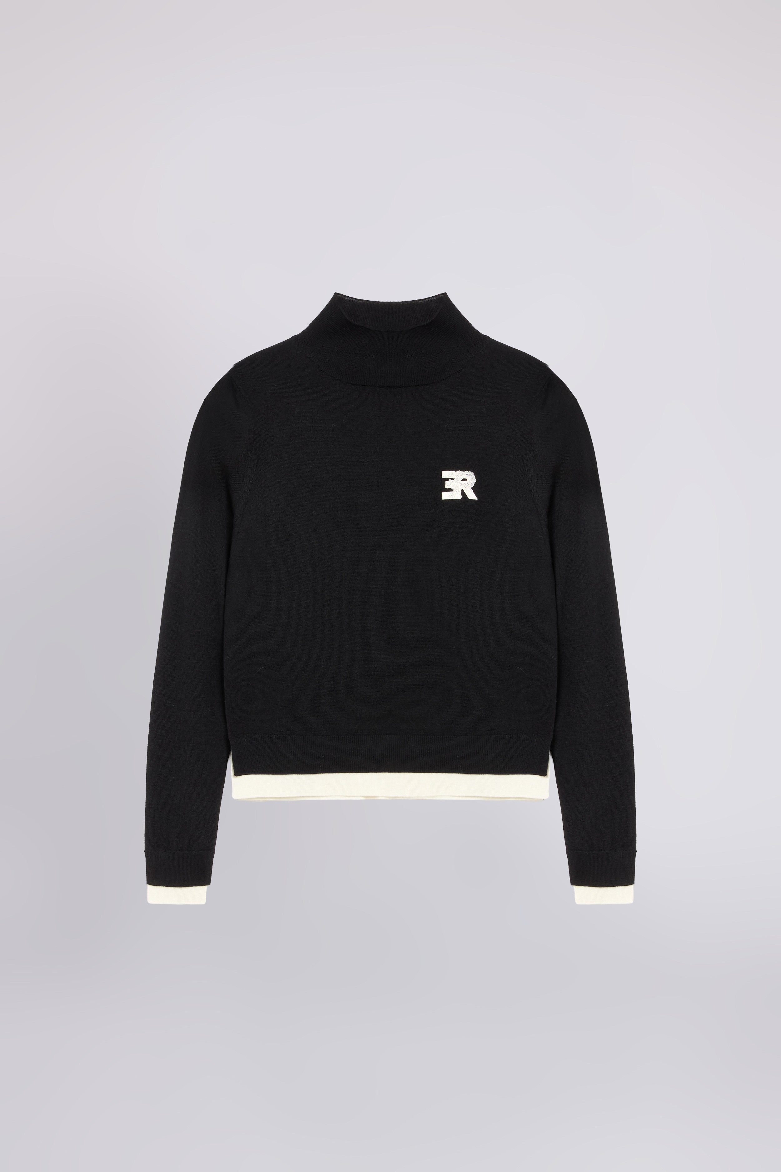 PULL COL HAUT BICOLORE EN MÉLANGE DE SOIE À LOGO BRODĖ