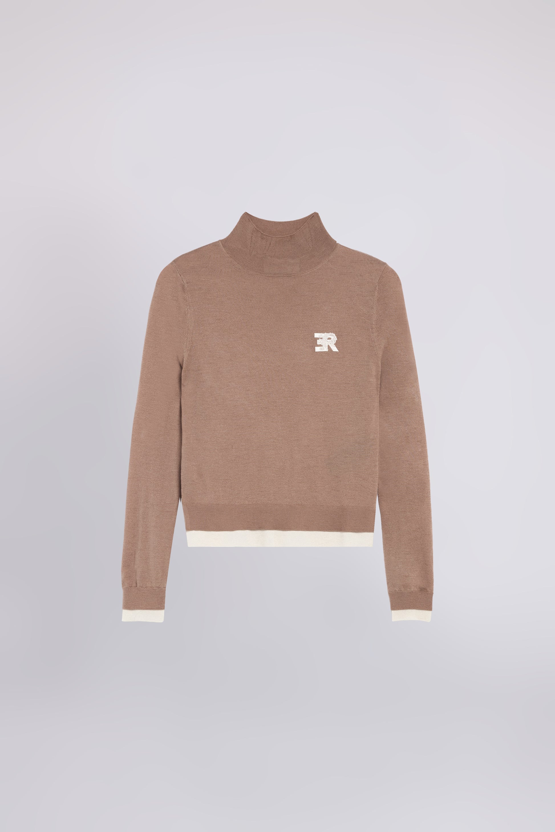 PULL COL HAUT BICOLORE EN MÉLANGE DE SOIE À LOGO BRODĖ