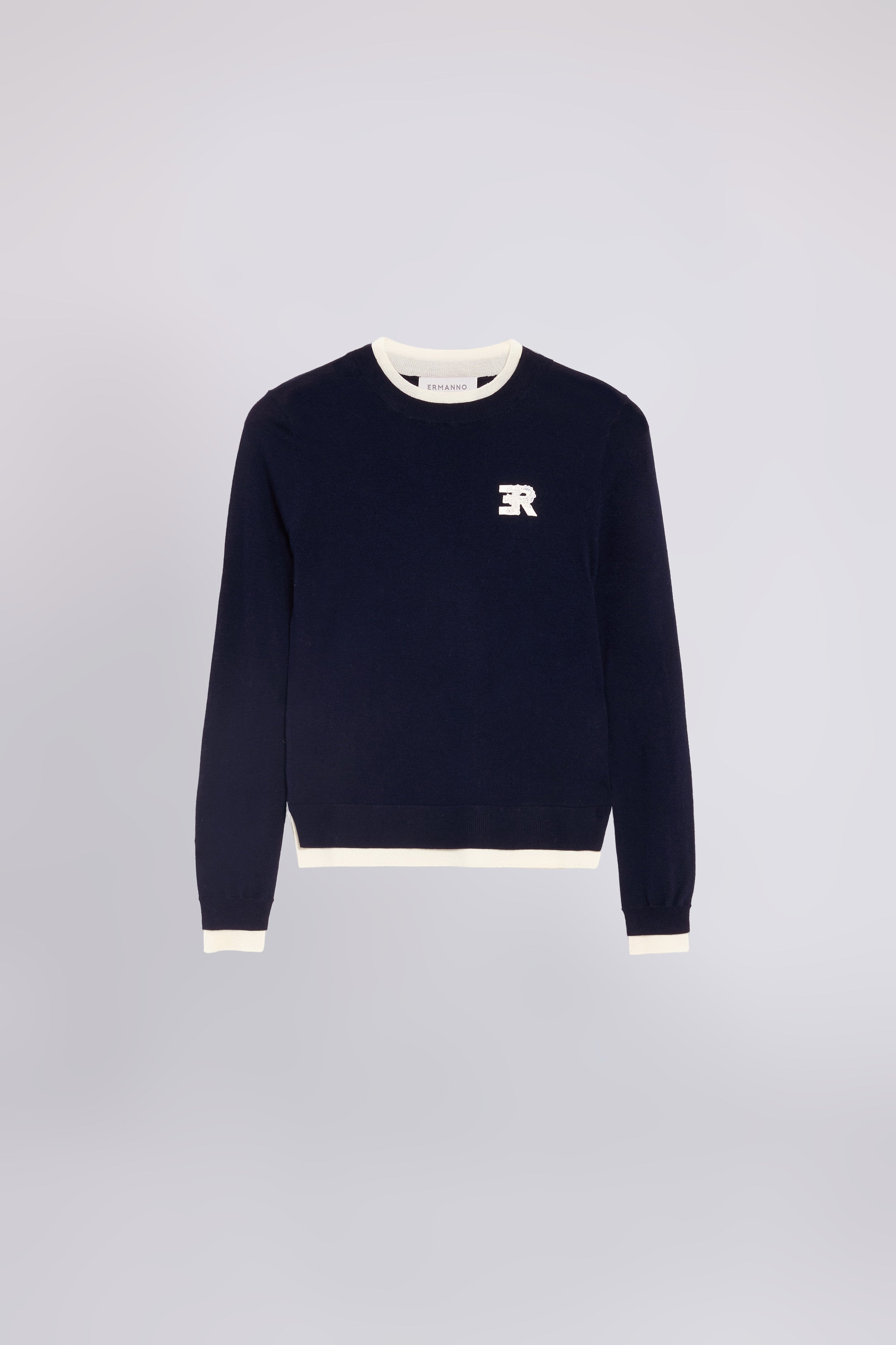 MAGLIA MISTO SETA BICOLORE CON LOGO DI PIZZO