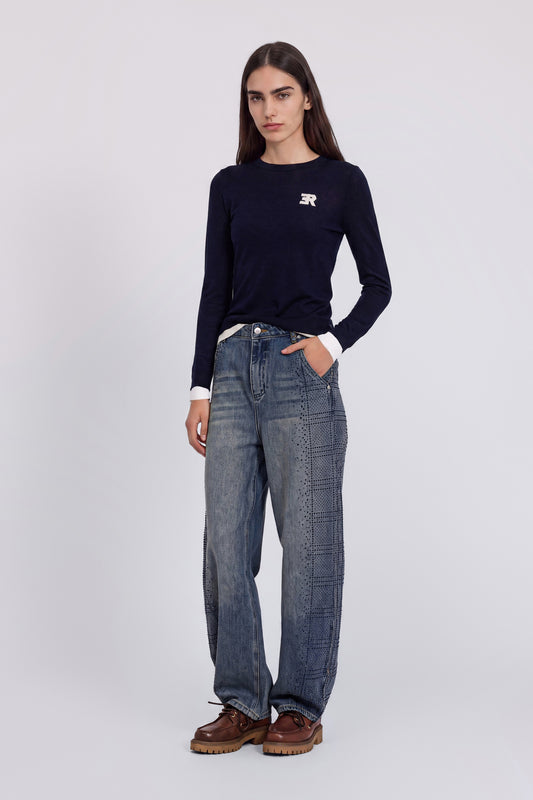 PULL BICOLORE EN MÉLANGE DE SOIE À LOGO BRODĖ