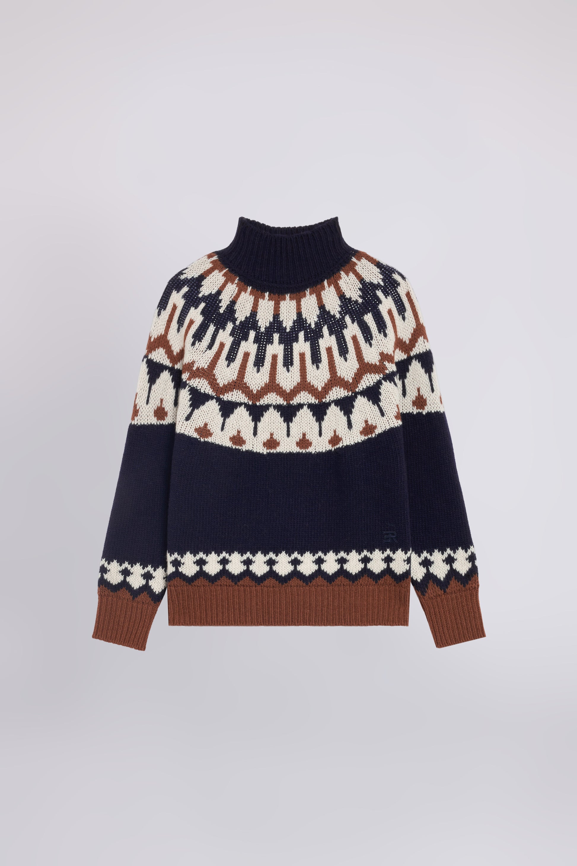 MAGLIA FAIR ISLE A COLLO ALTO CON CRISTALLI