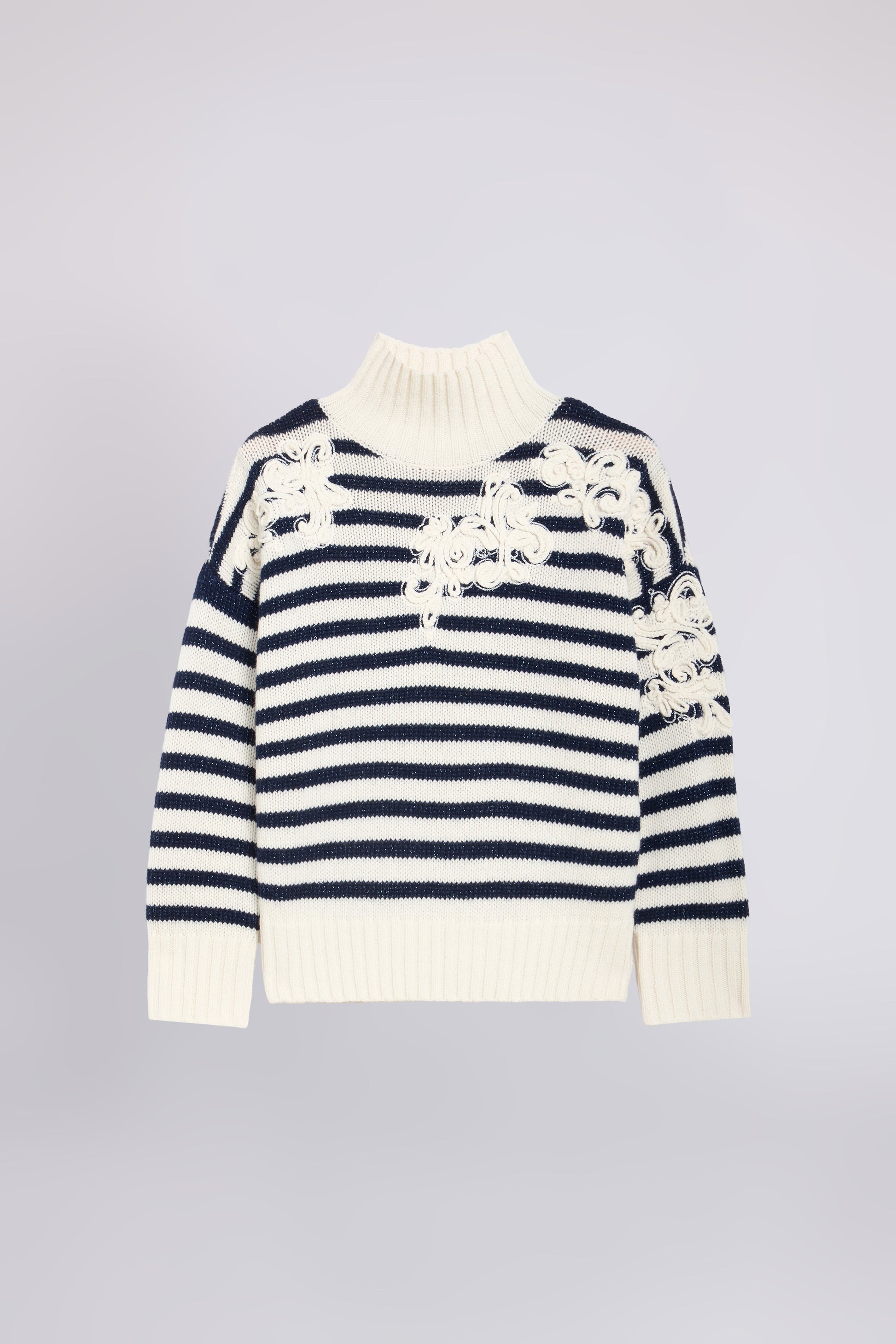 PULL RAYĖ EN MÉLANGE DE CACHEMIRE AVEC BRODERIE CORNELY