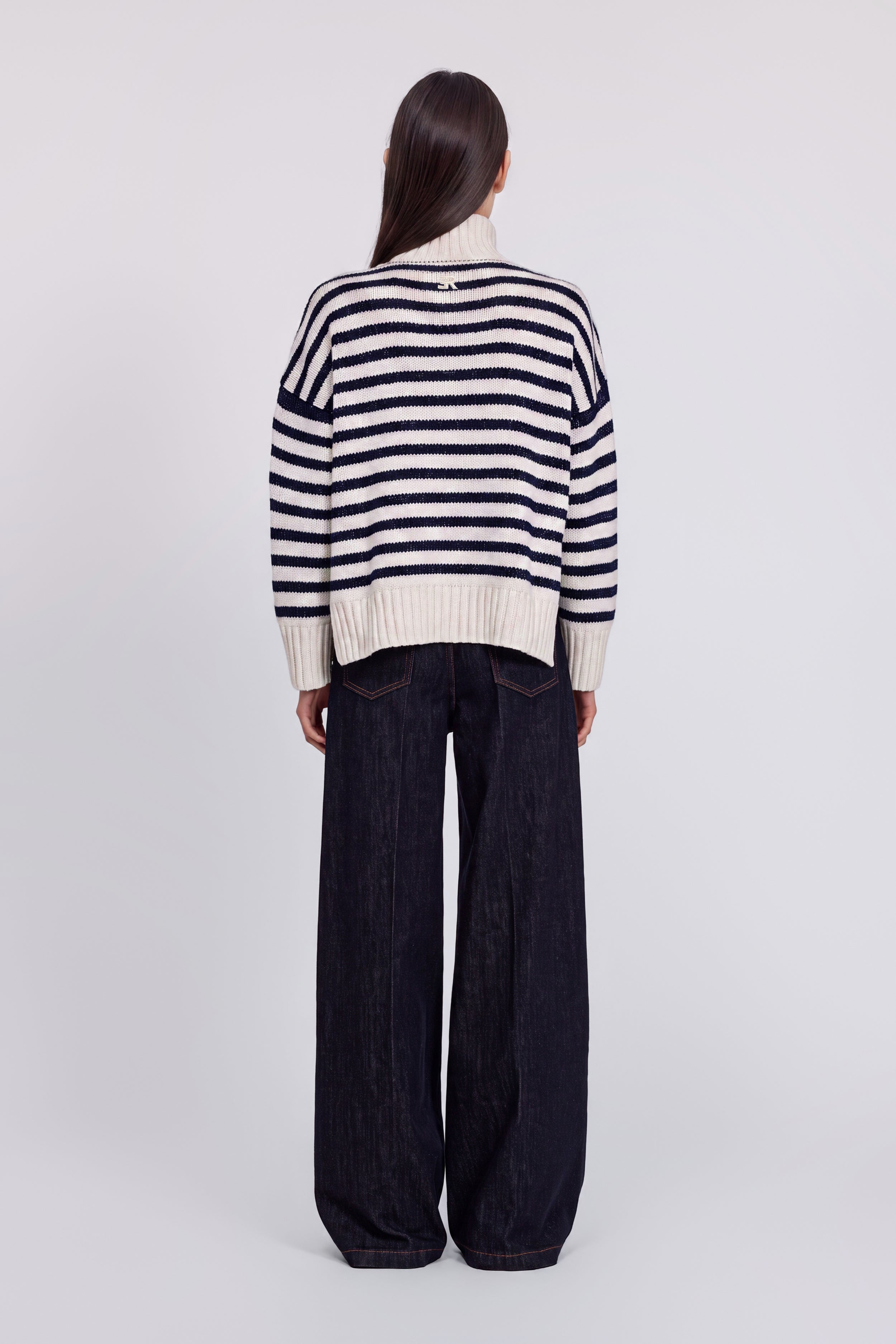 PULL RAYĖ EN MÉLANGE DE CACHEMIRE AVEC BRODERIE CORNELY