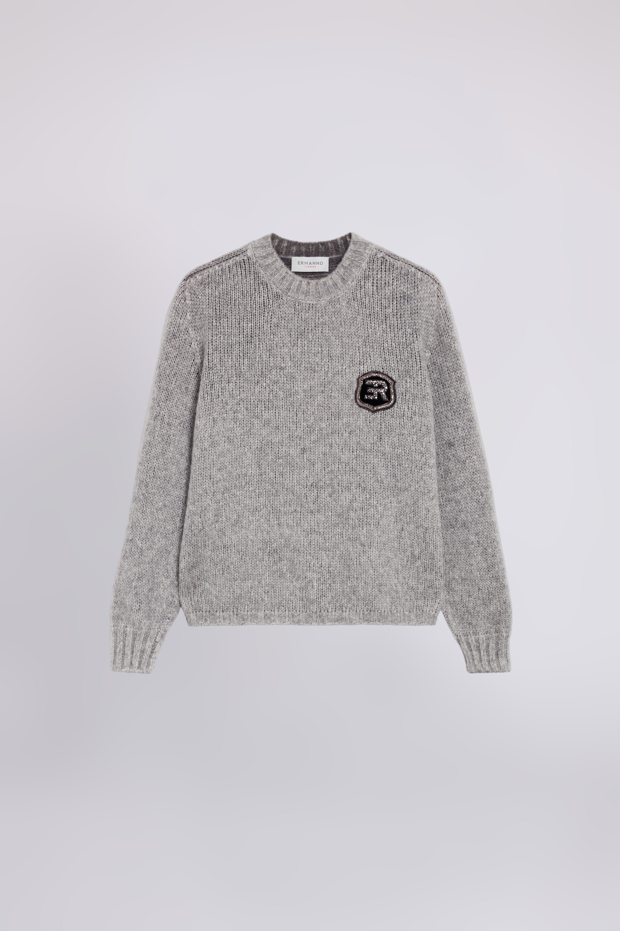 PULL EN MÉLANGE DE MOHAIR AVEC LOGO BIJOU