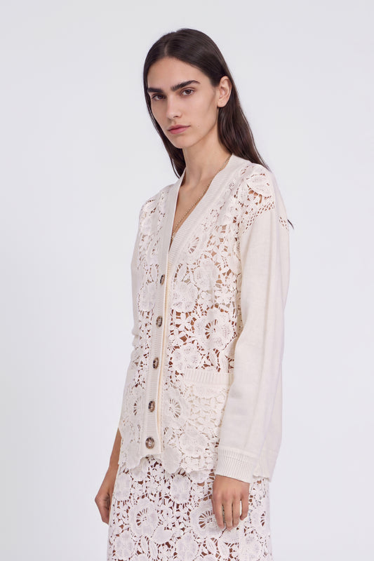 CARDIGAN EN DENTELLE CROCHET DE LAINE